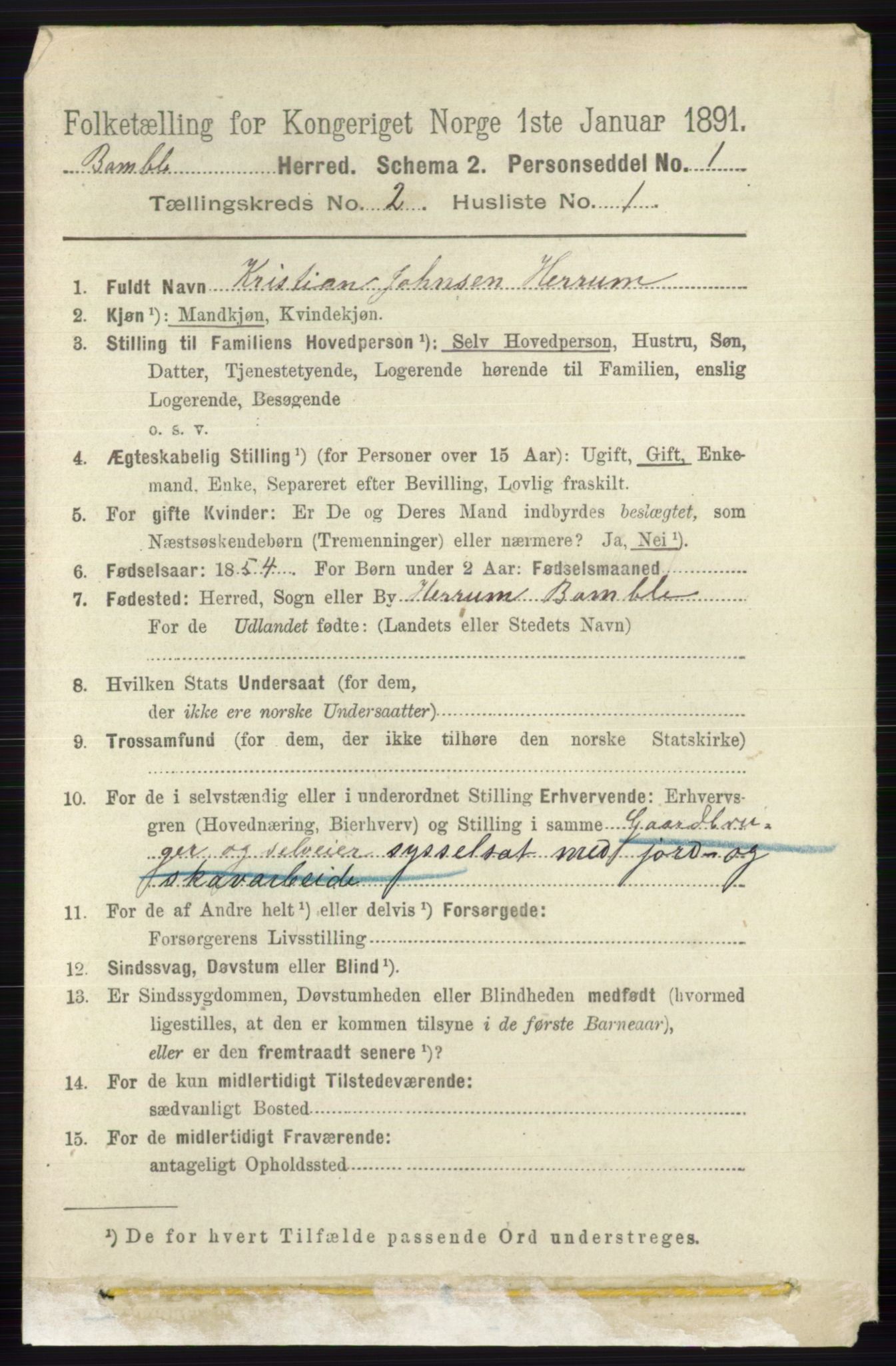 RA, 1891 census for 0814 Bamble, 1891, p. 1004