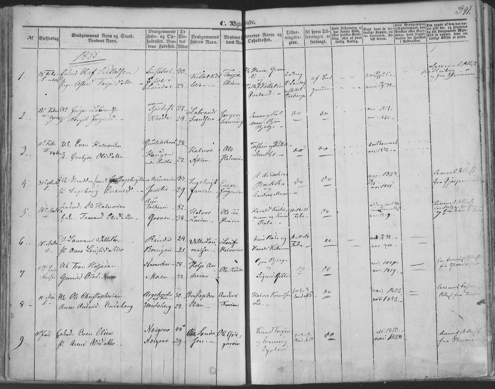 Seljord kirkebøker, SAKO/A-20/F/Fa/L012b: Parish register (official) no. I 12B, 1850-1865, p. 341