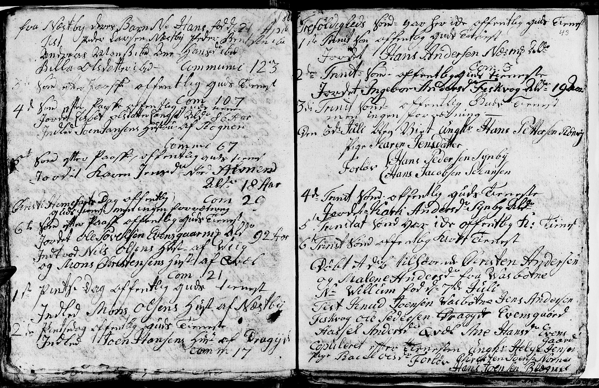 Ministerialprotokoller, klokkerbøker og fødselsregistre - Nordland, SAT/A-1459/847/L0674: Parish register (copy) no. 847C02, 1793-1807, p. 43