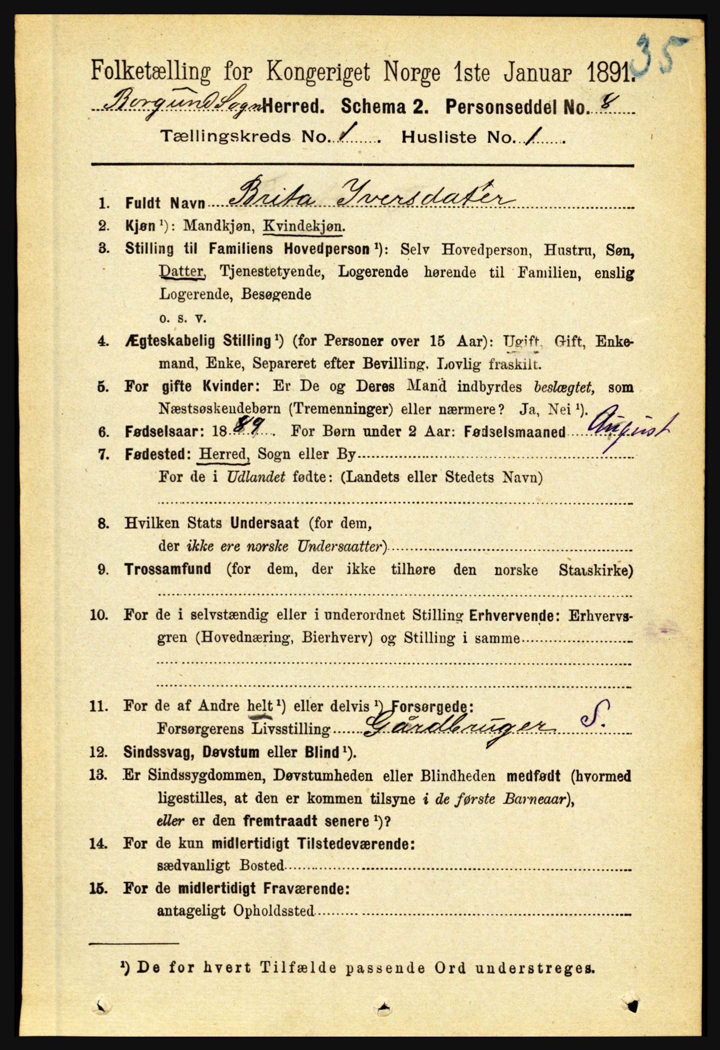 RA, 1891 census for 1423 Borgund, 1891, p. 60