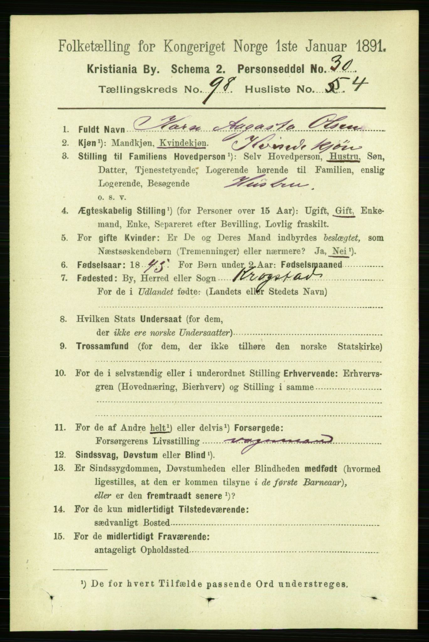 RA, 1891 census for 0301 Kristiania, 1891, p. 47818