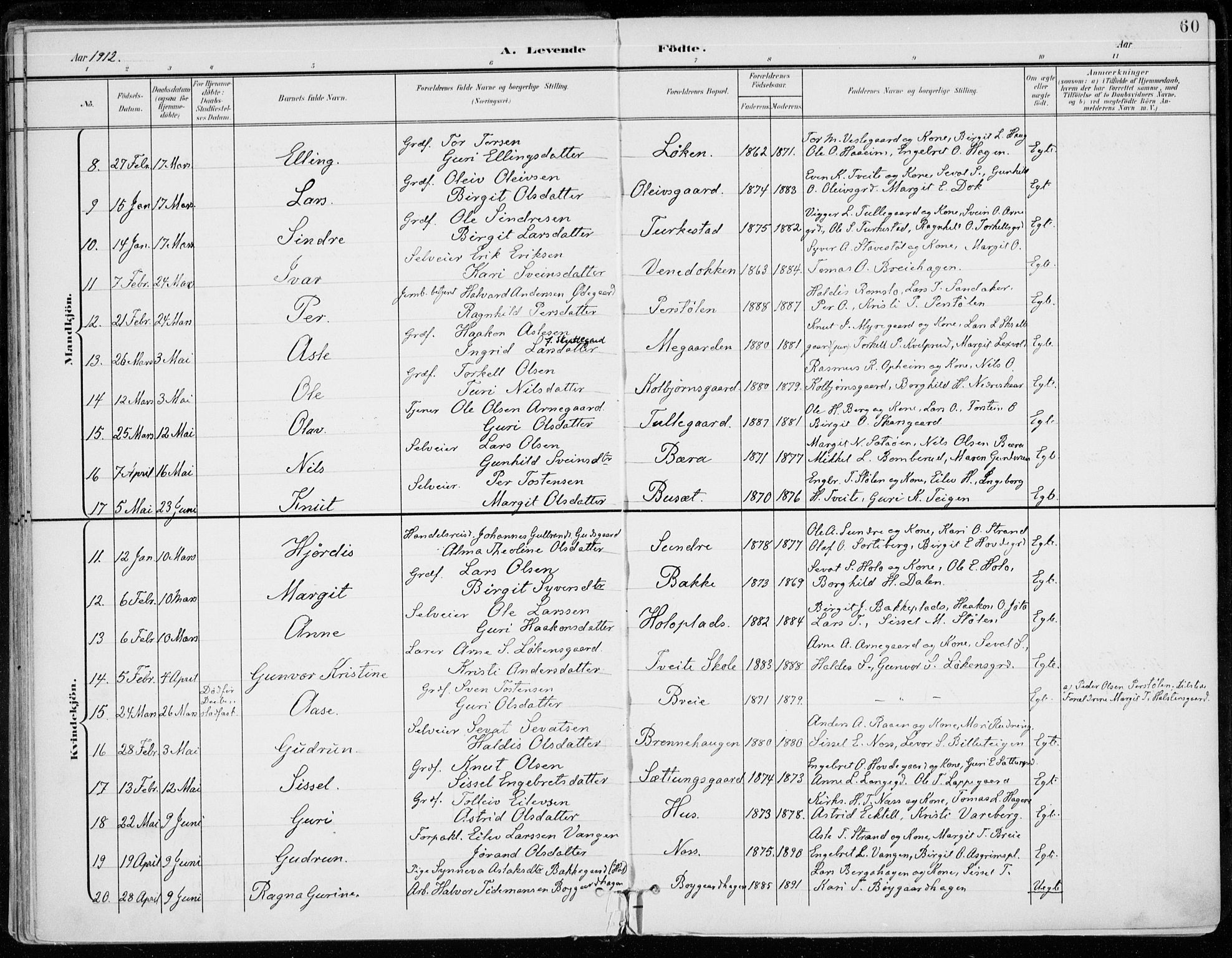 Ål kirkebøker, AV/SAKO-A-249/F/Fa/L0009: Parish register (official) no. I 9, 1897-1915, p. 60