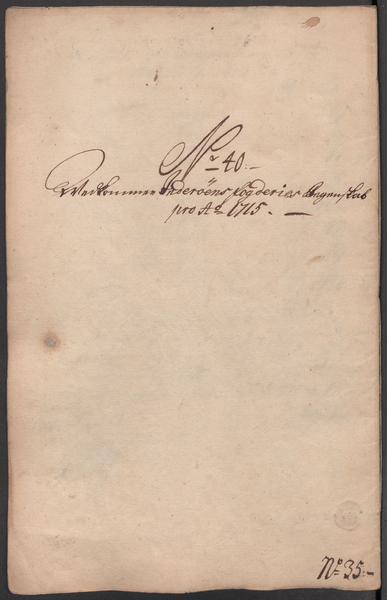 Rentekammeret inntil 1814, Reviderte regnskaper, Fogderegnskap, RA/EA-4092/R63/L4323: Fogderegnskap Inderøy, 1715, p. 337
