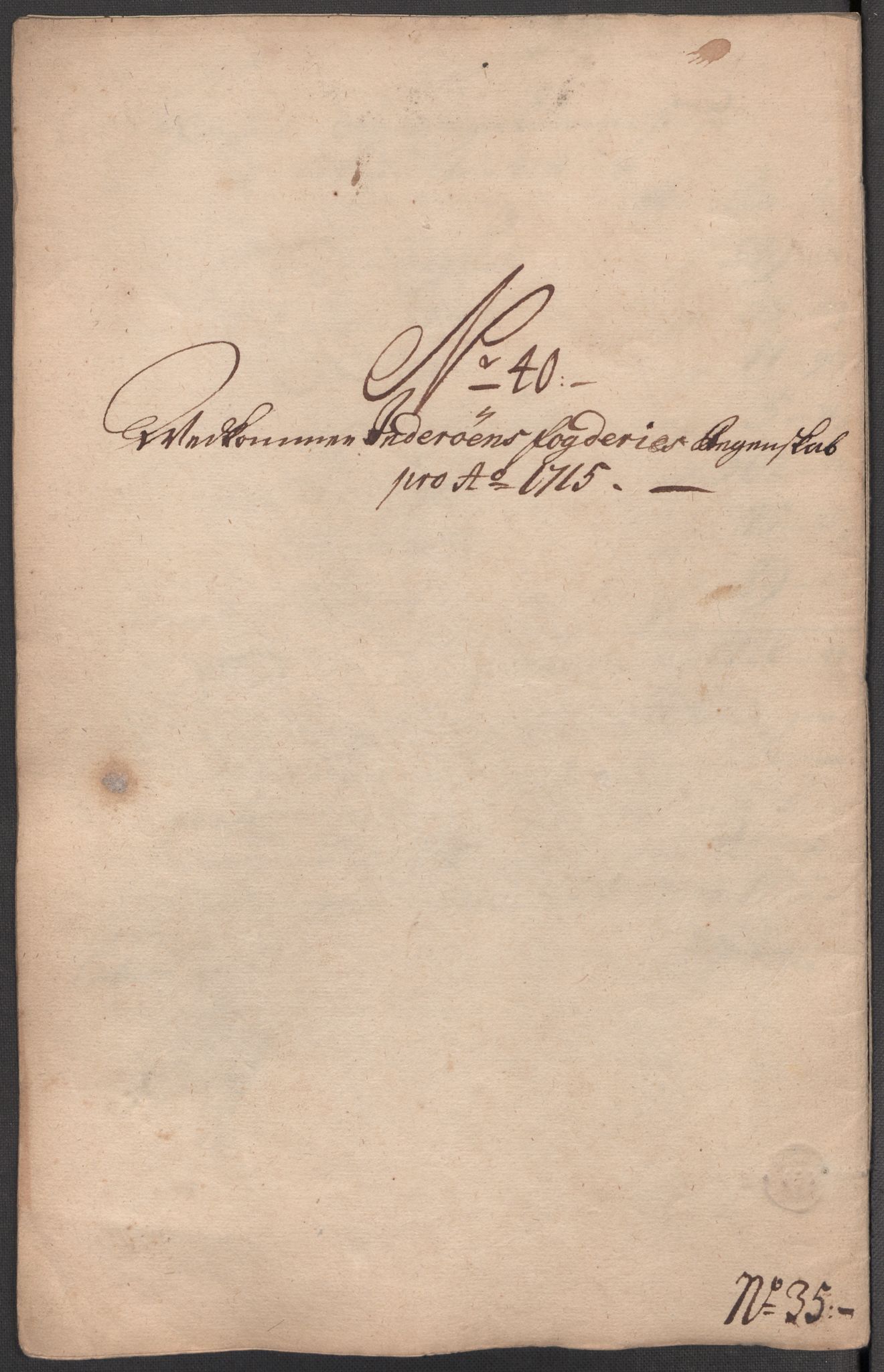 Rentekammeret inntil 1814, Reviderte regnskaper, Fogderegnskap, AV/RA-EA-4092/R63/L4323: Fogderegnskap Inderøy, 1715, p. 337