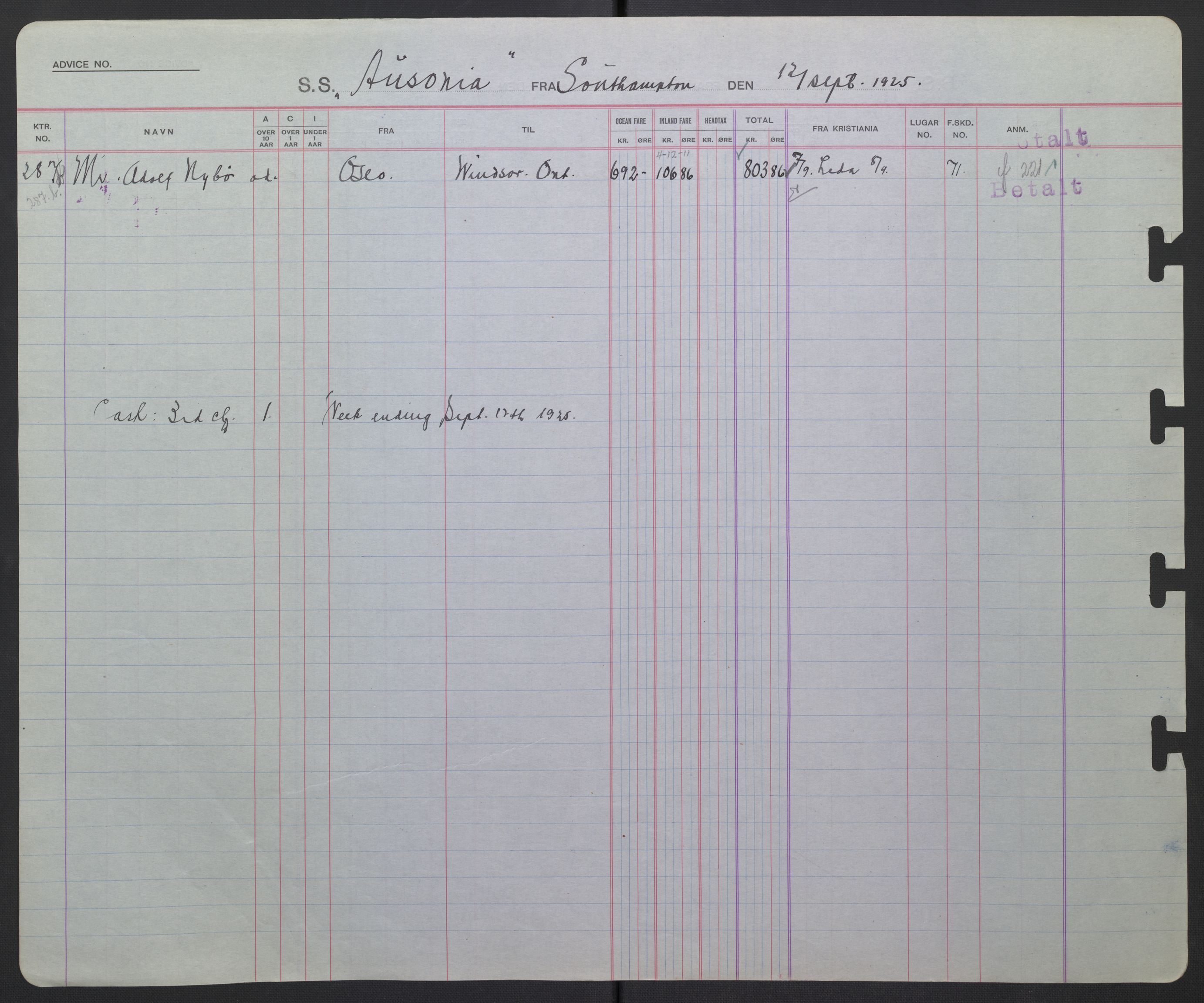 White Star-linjen, SAO/PAO-0201/D/Db/L0003: Passasjerlister, 1924-1938, p. 219