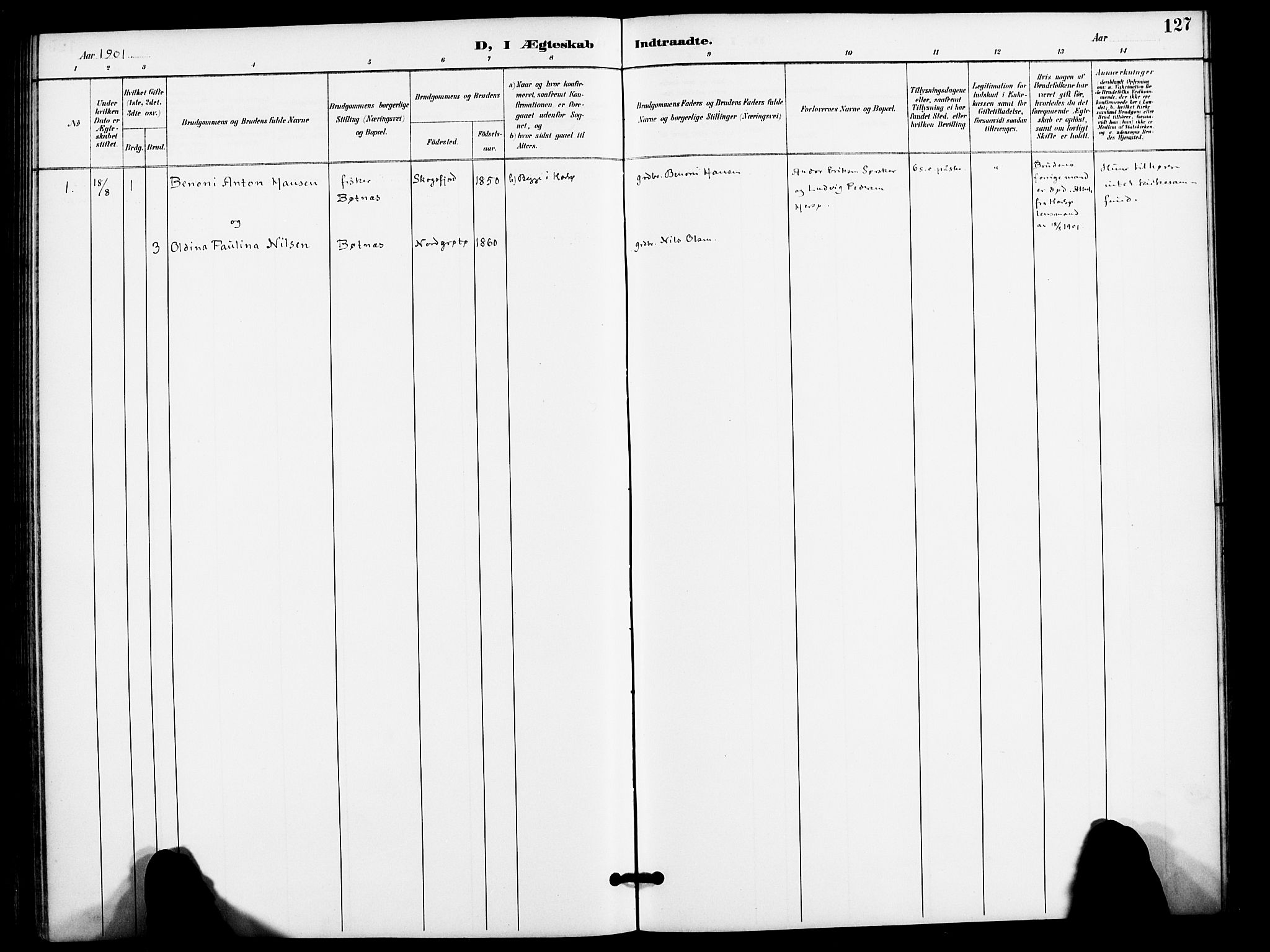 Karlsøy sokneprestembete, SATØ/S-1299/H/Ha/Haa/L0012kirke: Parish register (official) no. 12, 1892-1902, p. 127