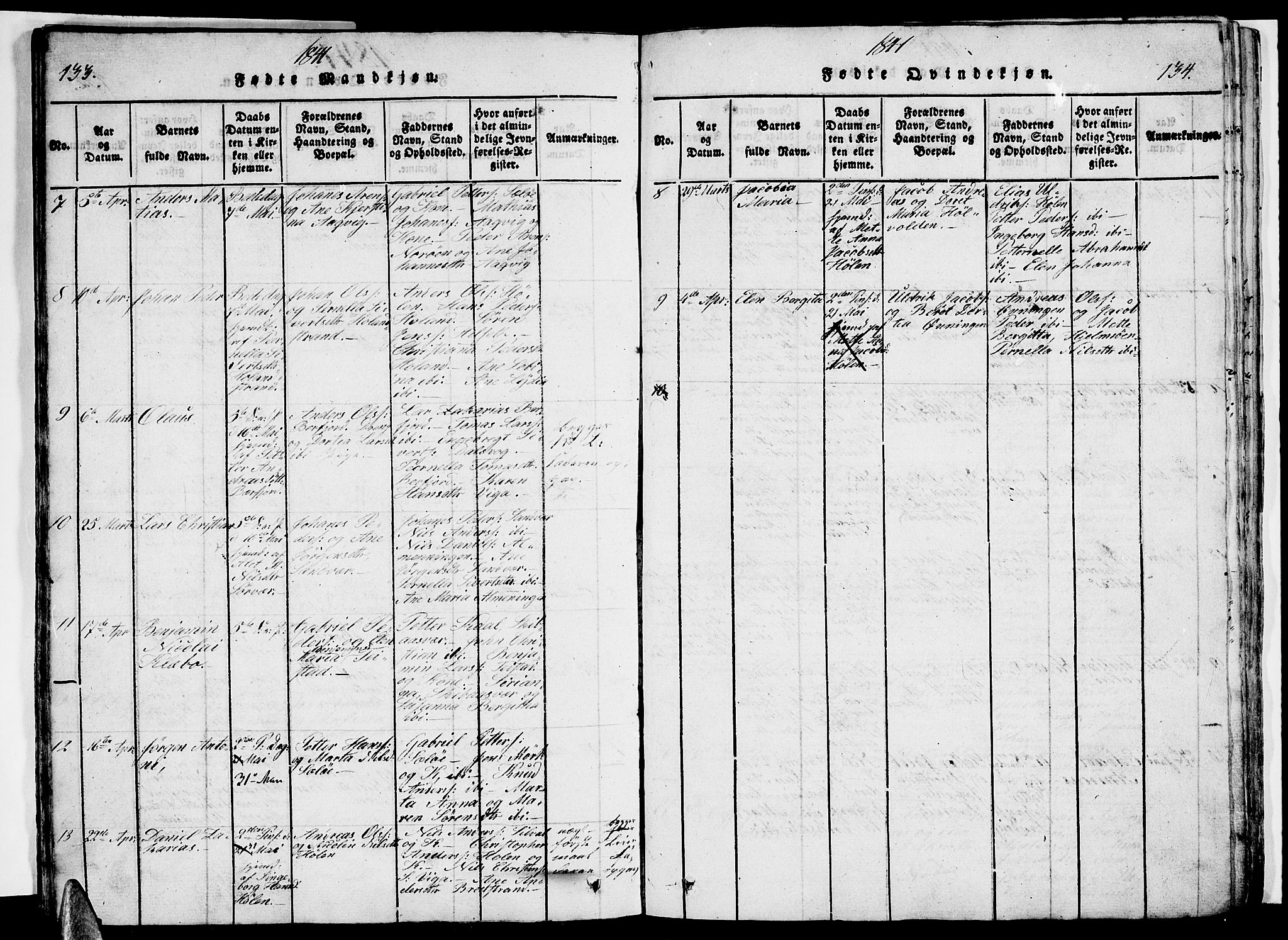 Ministerialprotokoller, klokkerbøker og fødselsregistre - Nordland, AV/SAT-A-1459/834/L0510: Parish register (copy) no. 834C01, 1820-1847, p. 133-134