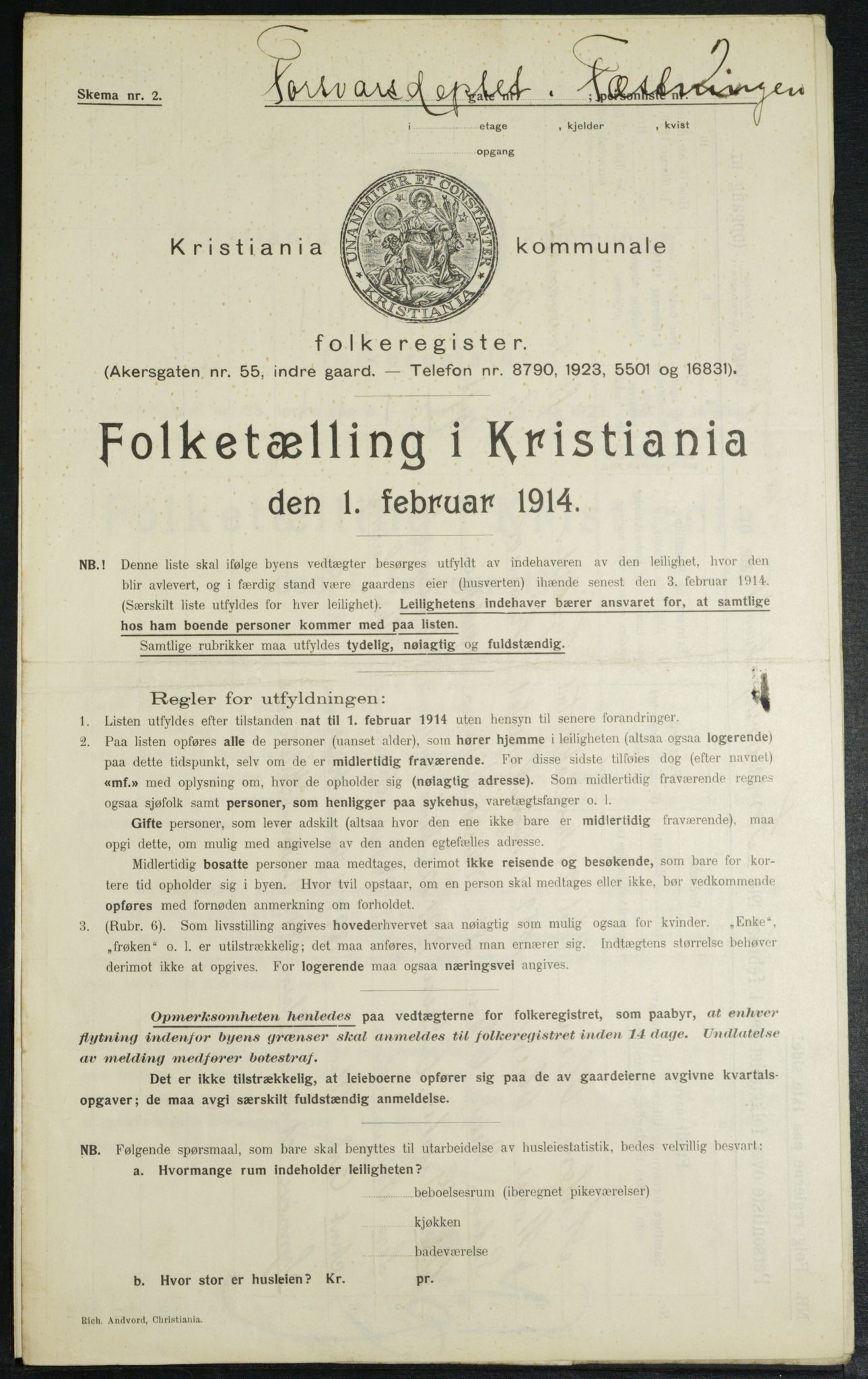 OBA, Municipal Census 1914 for Kristiania, 1914, p. 3359