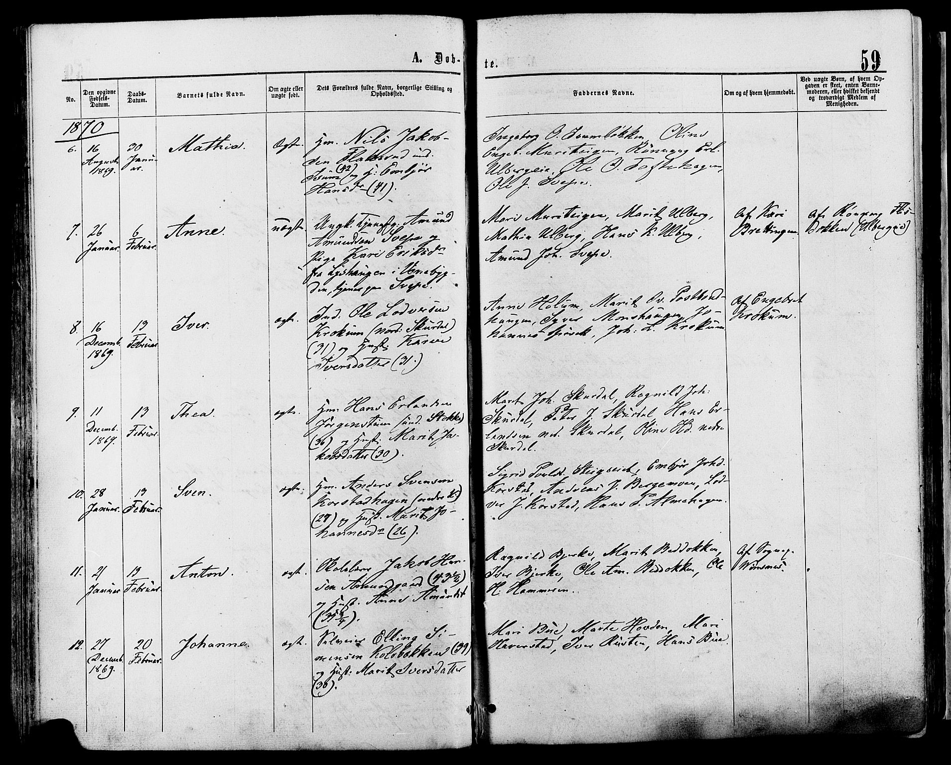 Sør-Fron prestekontor, AV/SAH-PREST-010/H/Ha/Haa/L0002: Parish register (official) no. 2, 1864-1880, p. 59