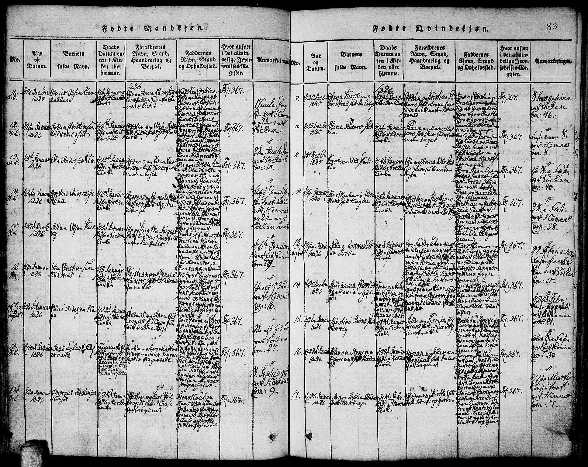 Høland prestekontor Kirkebøker, SAO/A-10346a/F/Fa/L0007: Parish register (official) no. I 7, 1814-1827, p. 83