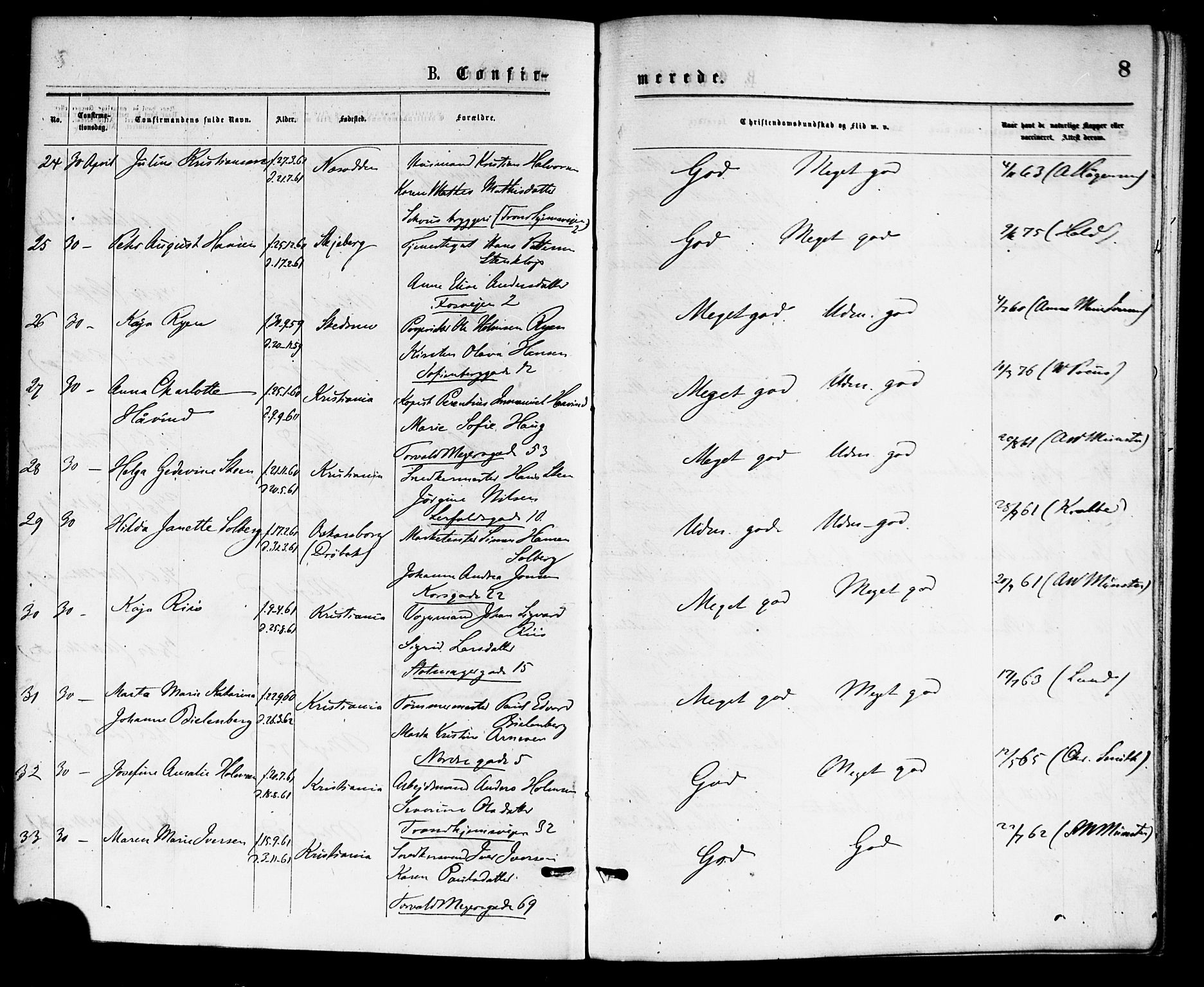 Paulus prestekontor Kirkebøker, AV/SAO-A-10871/F/Fa/L0002: Parish register (official) no. 2, 1875-1878, p. 8