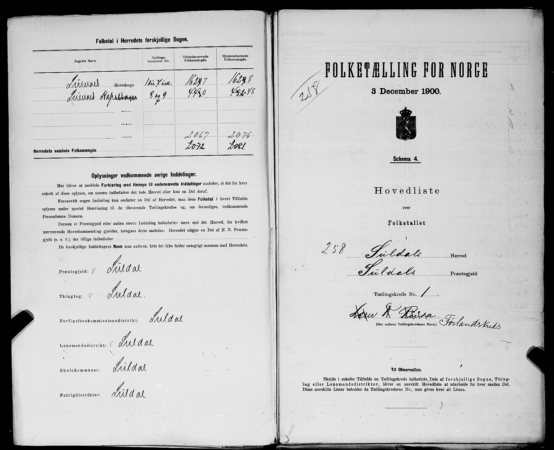 SAST, 1900 census for Suldal, 1900, p. 14