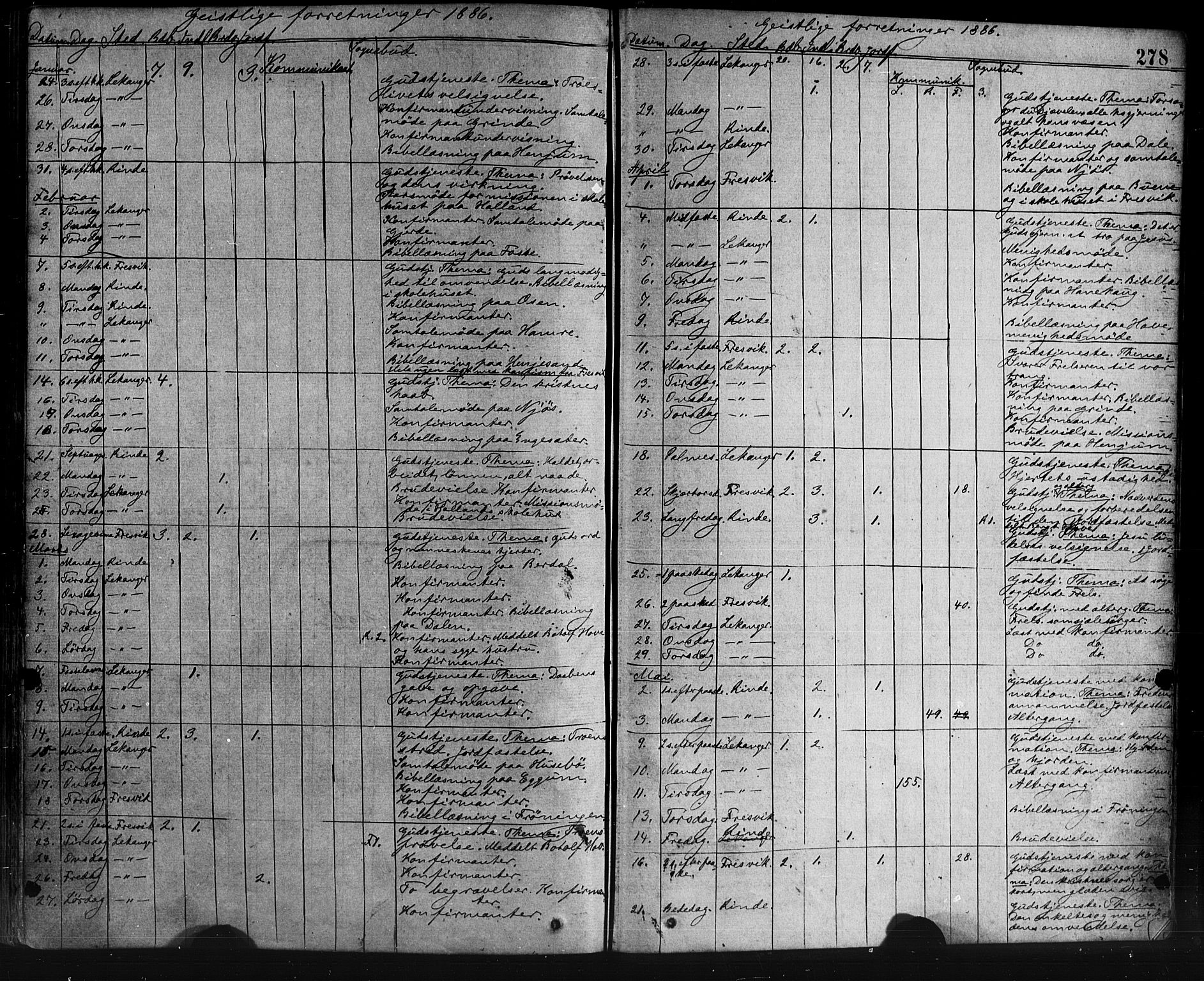 Leikanger sokneprestembete, AV/SAB-A-81001/H/Haa/Haaa/L0009: Parish register (official) no. A 9, 1869-1888, p. 278