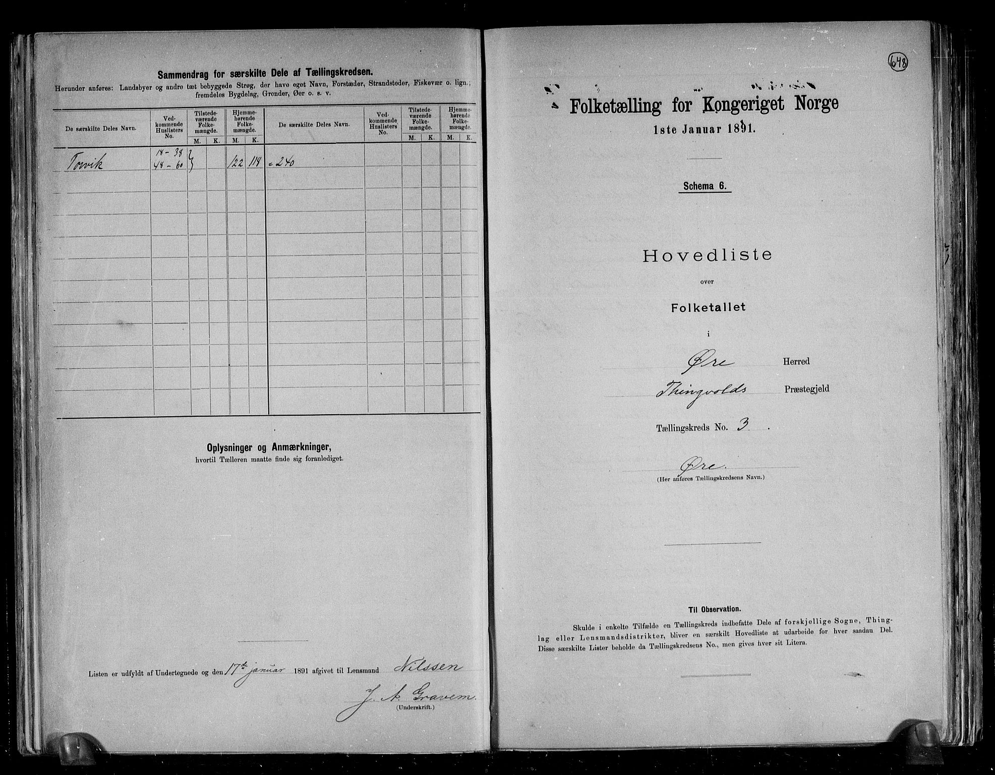 RA, 1891 census for 1558 Øre, 1891, p. 8