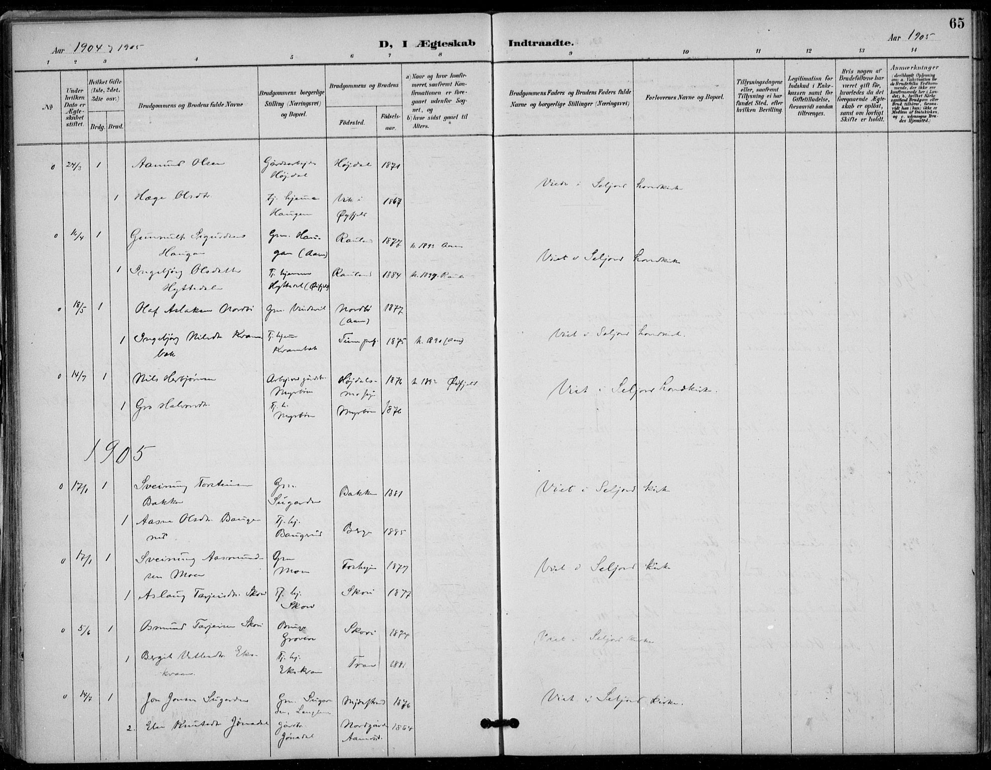 Seljord kirkebøker, SAKO/A-20/F/Fc/L0002: Parish register (official) no. III 2, 1887-1920, p. 65