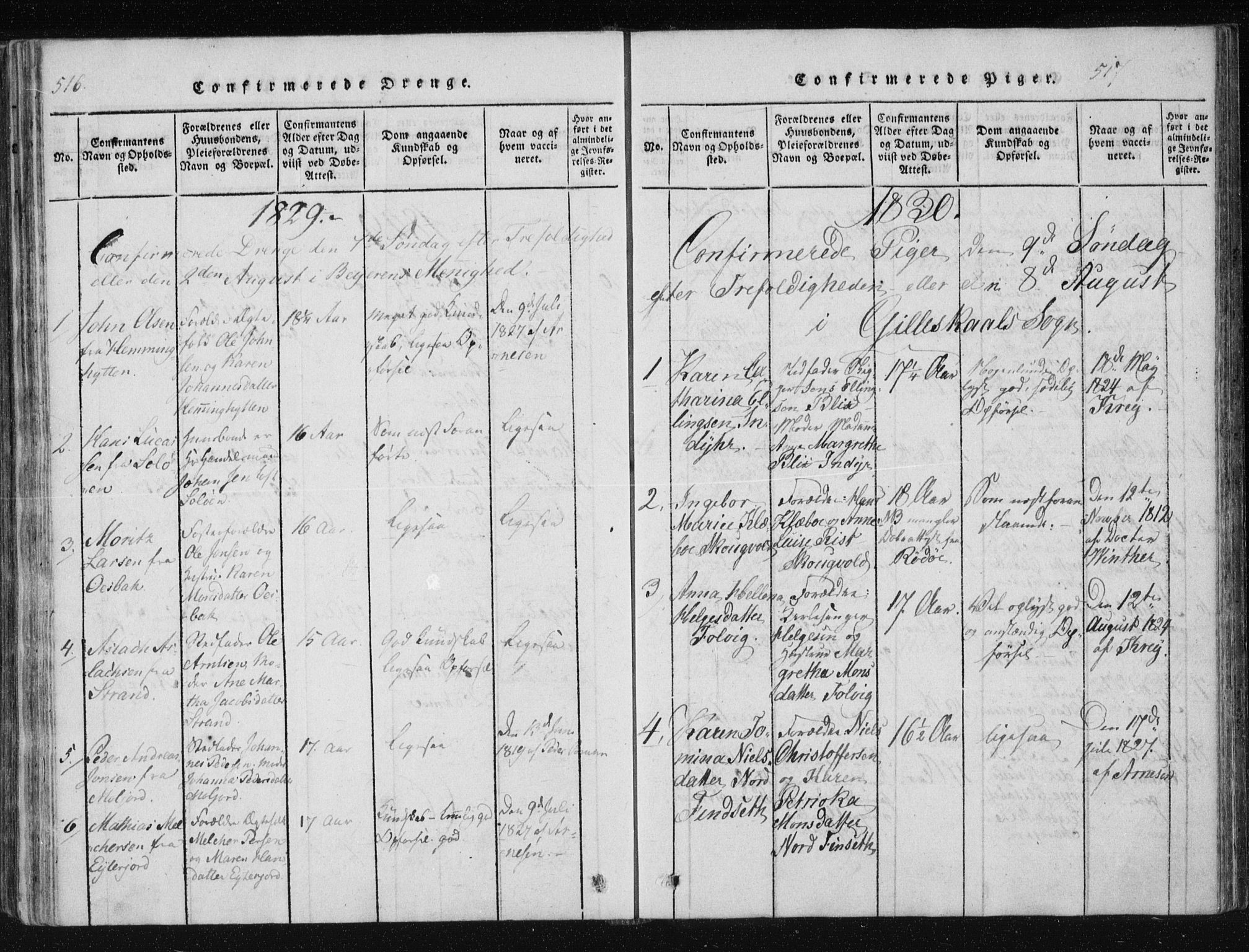 Ministerialprotokoller, klokkerbøker og fødselsregistre - Nordland, SAT/A-1459/805/L0096: Parish register (official) no. 805A03, 1820-1837, p. 516-517