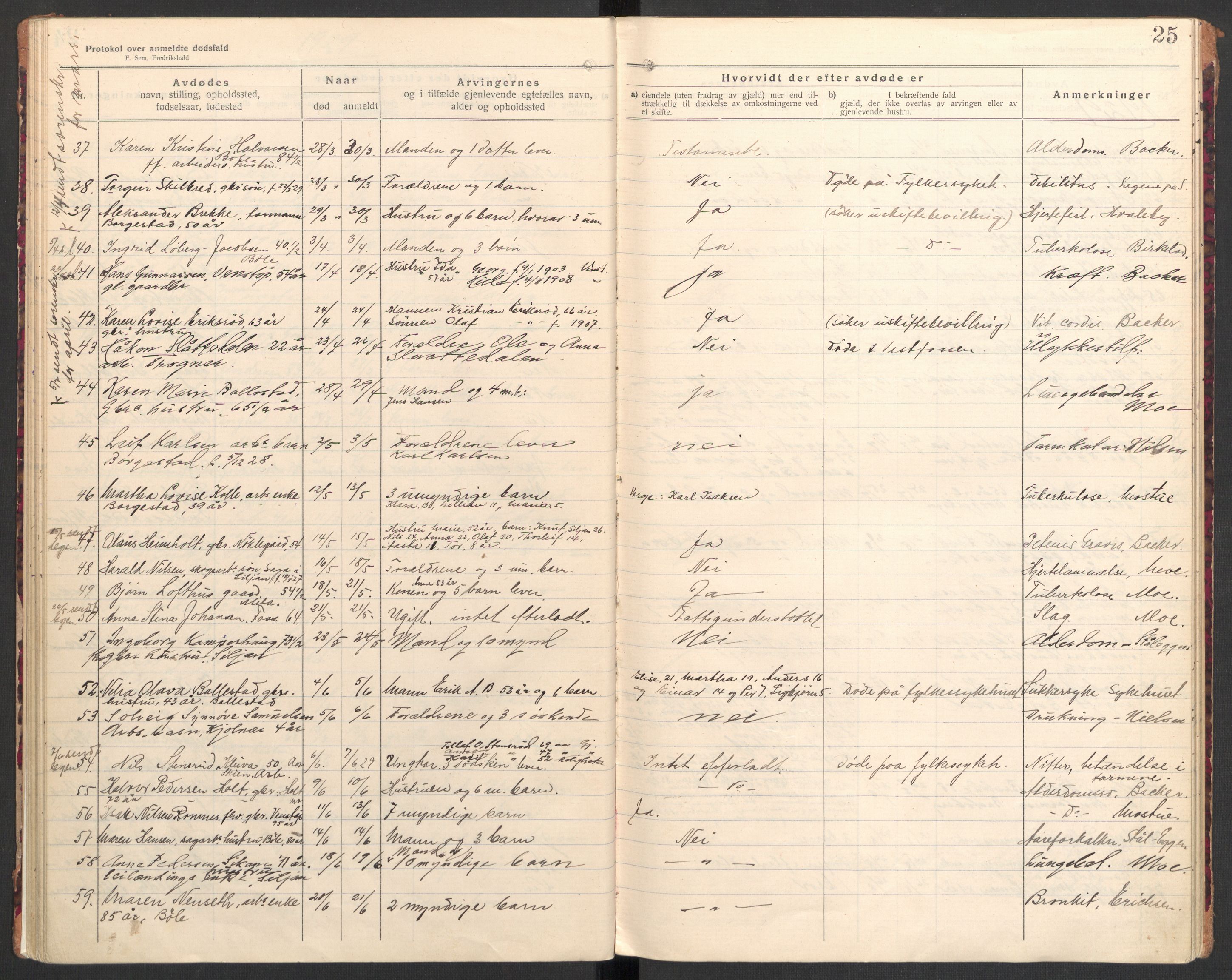 Gjerpen og Siljan lensmannskontor, AV/SAKO-A-555/H/Ha/L0003: Dødsfallsprotokoll, 1922-1931, p. 25