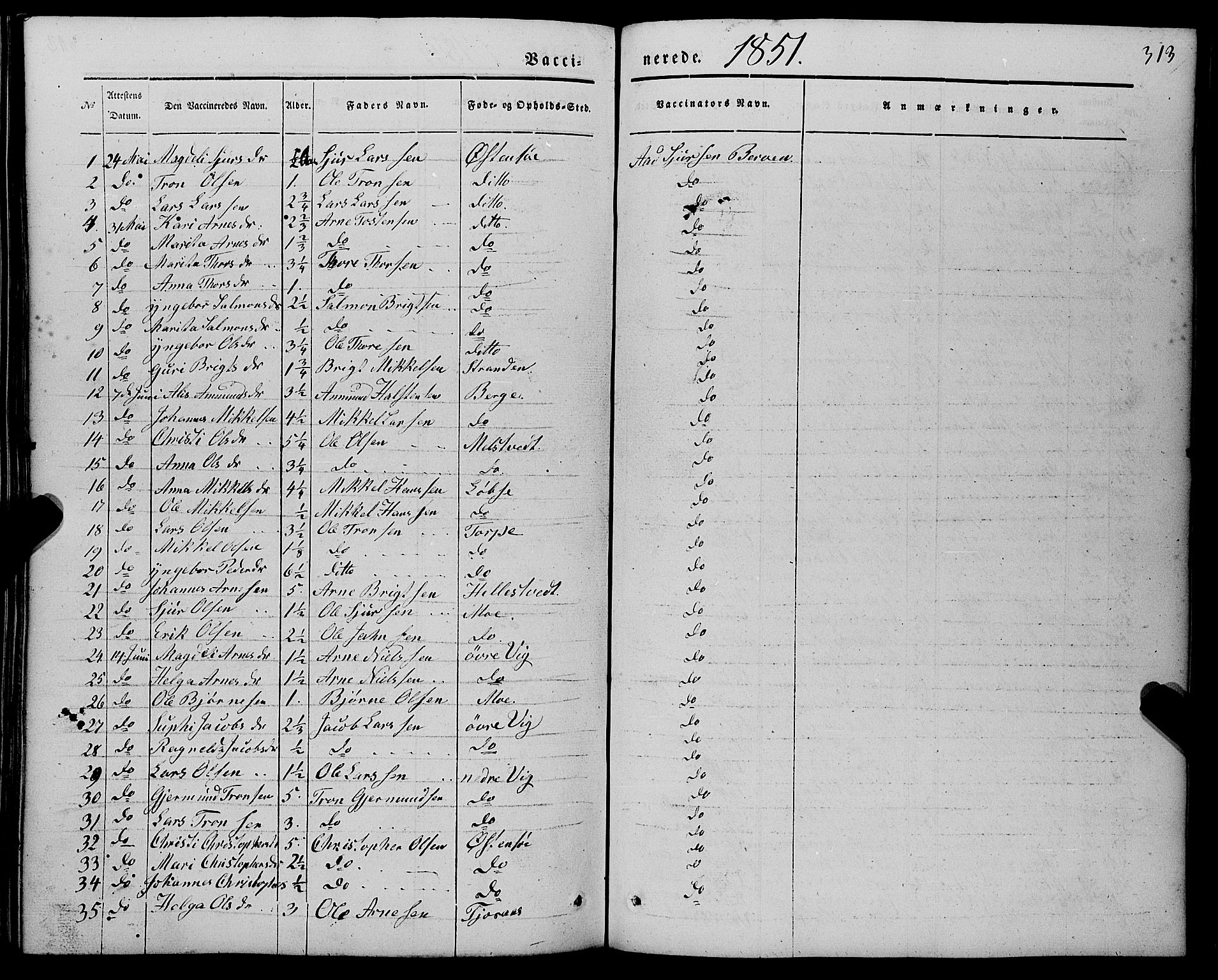 Kvam sokneprestembete, AV/SAB-A-76201/H/Haa: Parish register (official) no. A 8, 1844-1863, p. 313