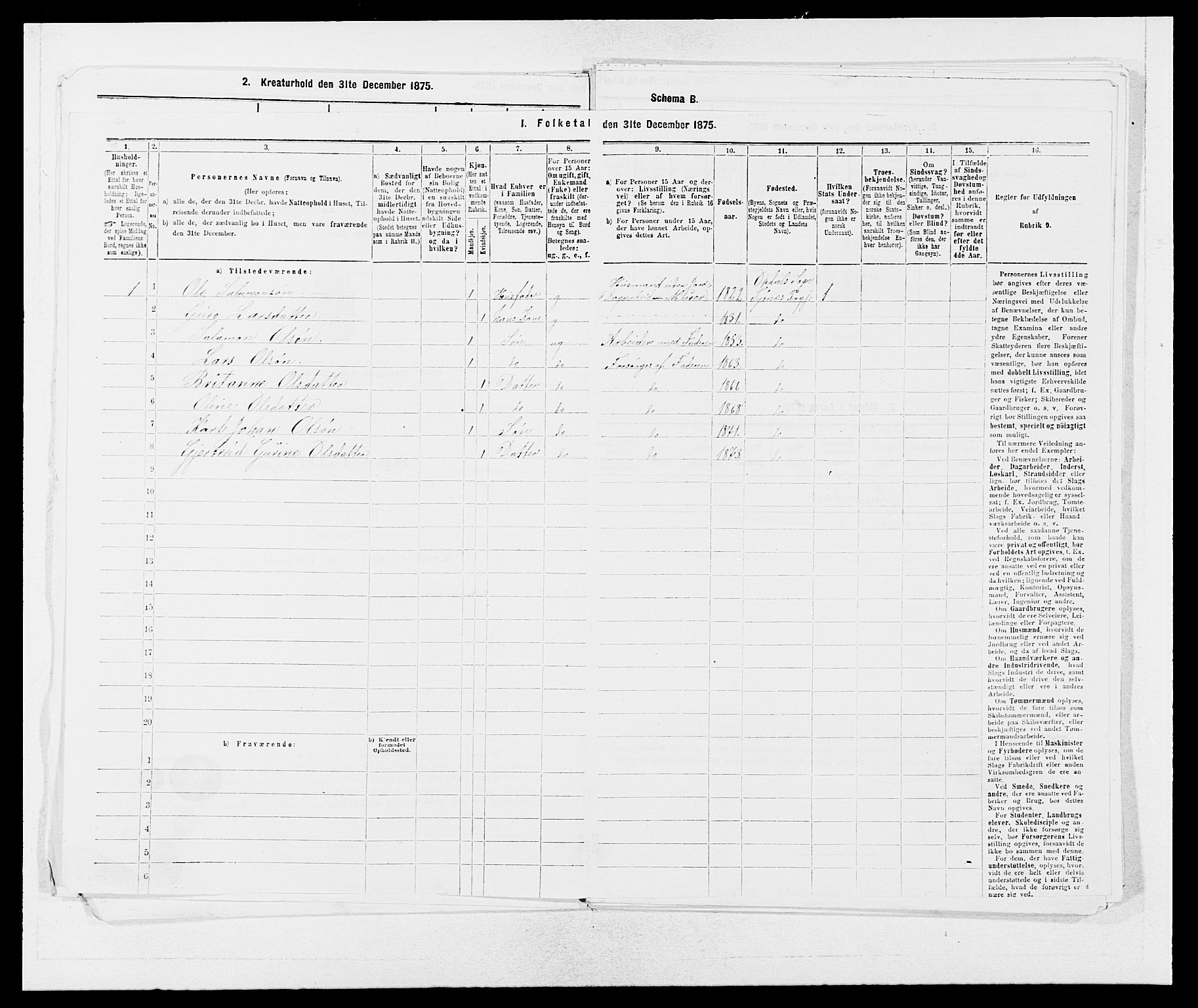 SAB, 1875 census for 1223P Tysnes, 1875, p. 435