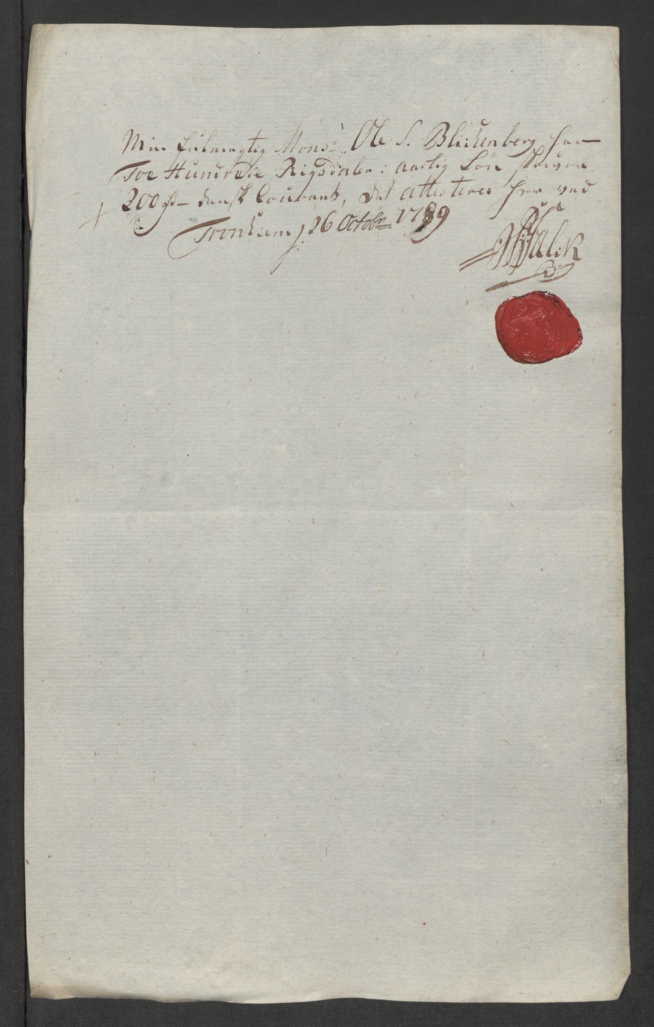 Rentekammeret inntil 1814, Reviderte regnskaper, Mindre regnskaper, AV/RA-EA-4068/Rf/Rfe/L0052:  Trondheim, 1789, p. 10