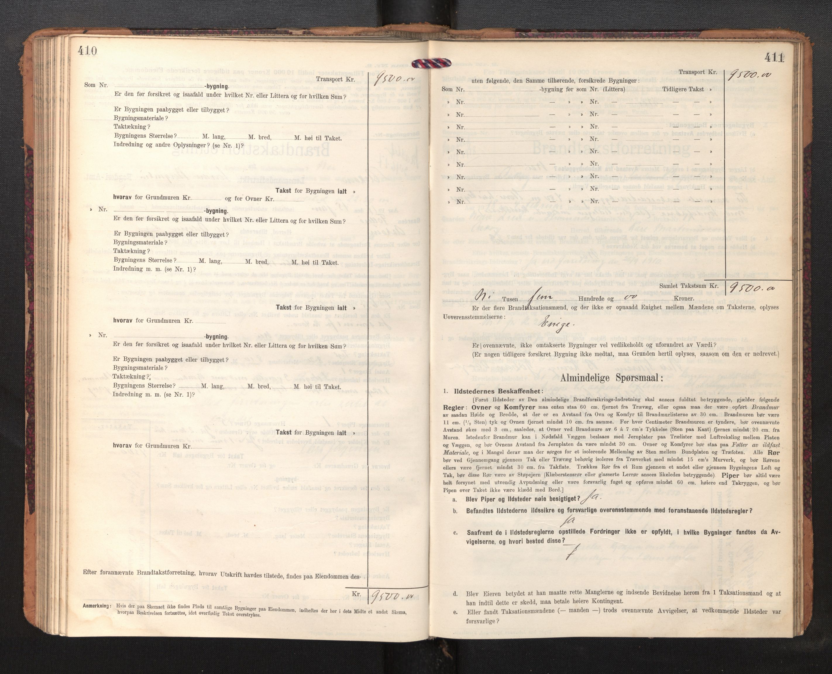 Lensmannen i Askøy, AV/SAB-A-31001/0012/L0007: Branntakstprotokoll, skjematakst, 1910-1919, p. 410-411