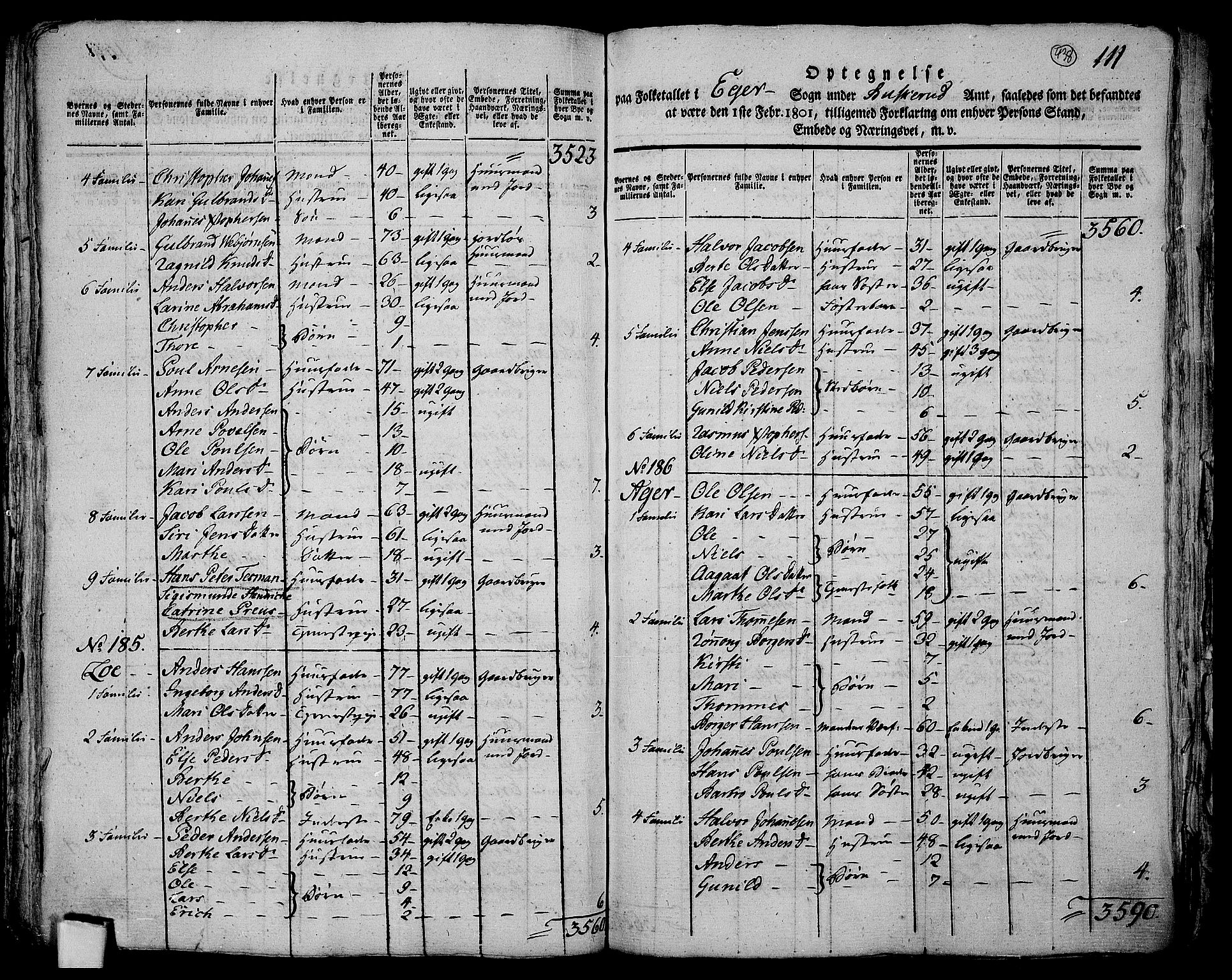 RA, 1801 census for 0624P Eiker, 1801, p. 437b-438a