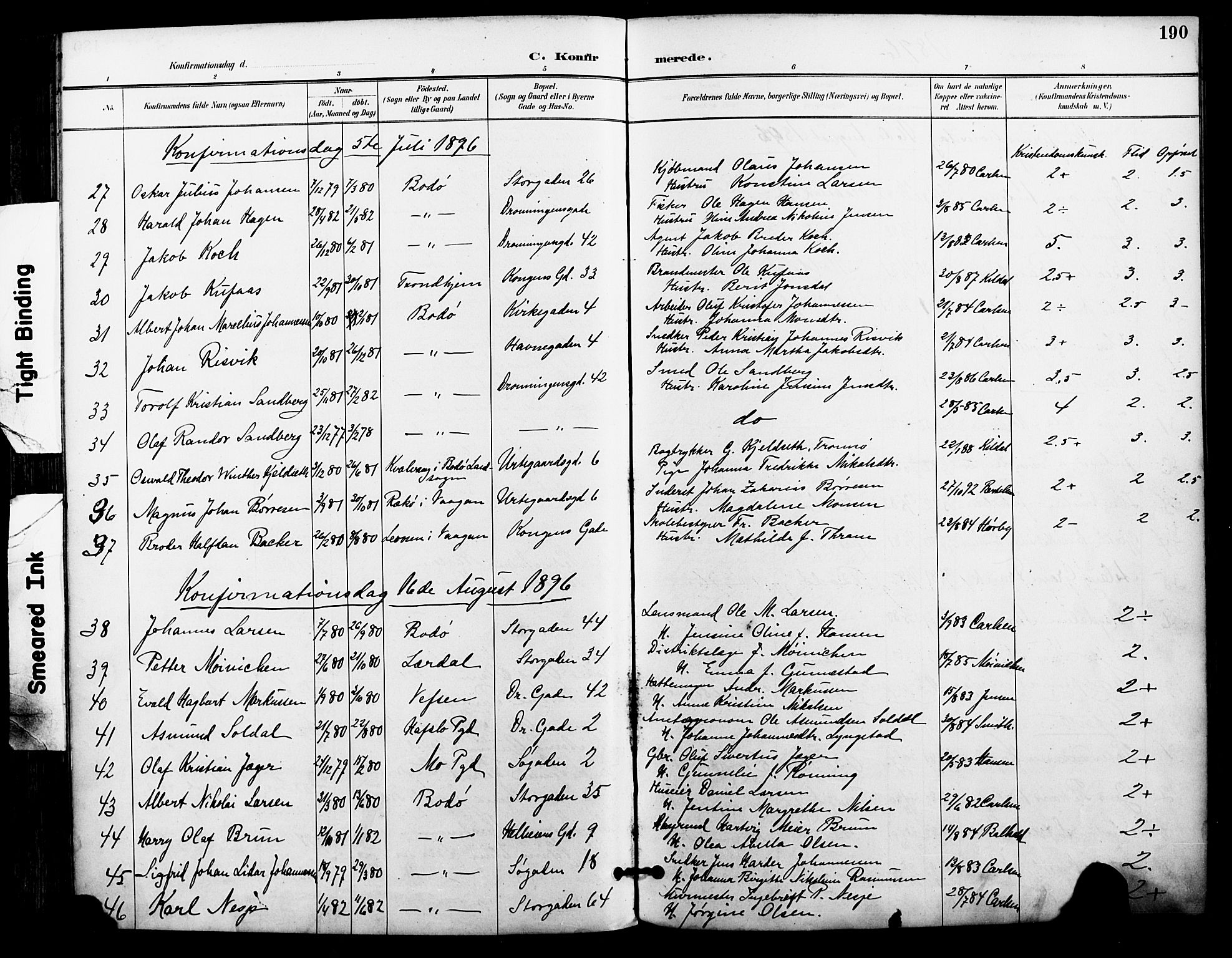 Ministerialprotokoller, klokkerbøker og fødselsregistre - Nordland, AV/SAT-A-1459/801/L0010: Parish register (official) no. 801A10, 1888-1899, p. 190