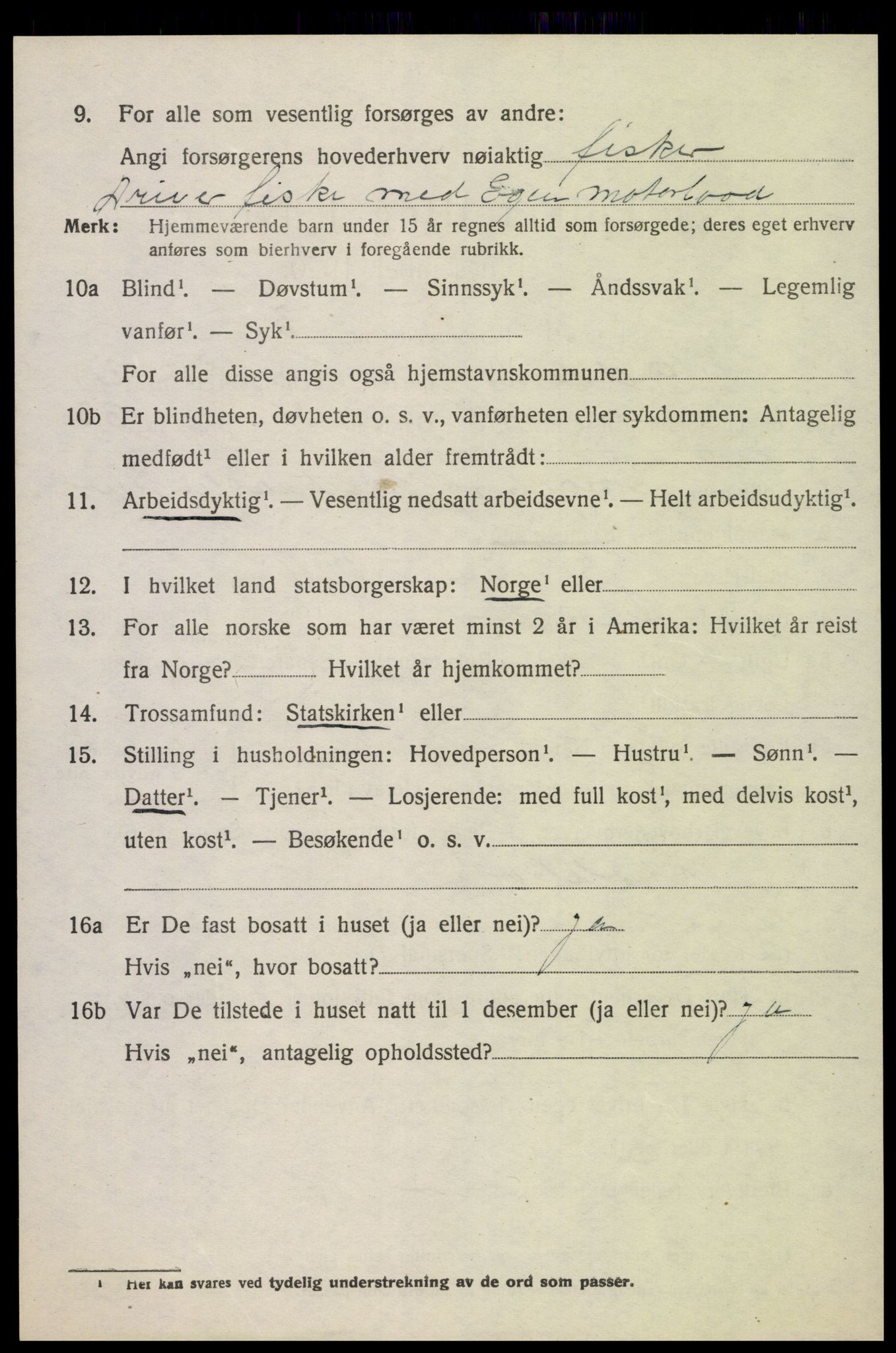 SAK, 1920 census for Oddernes, 1920, p. 3320