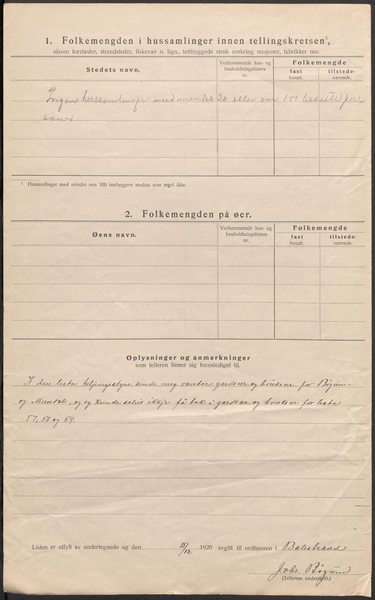 SAB, 1920 census for Balestrand, 1920, p. 33