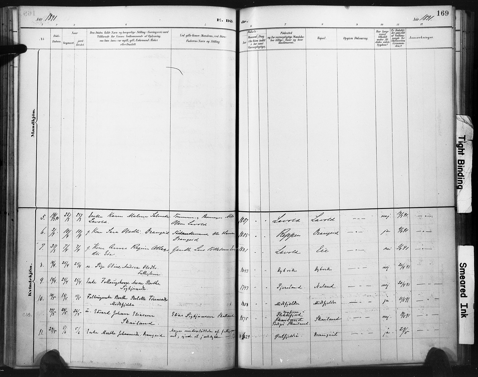 Flekkefjord sokneprestkontor, AV/SAK-1111-0012/F/Fa/Fac/L0008: Parish register (official) no. A 8, 1885-1898, p. 169