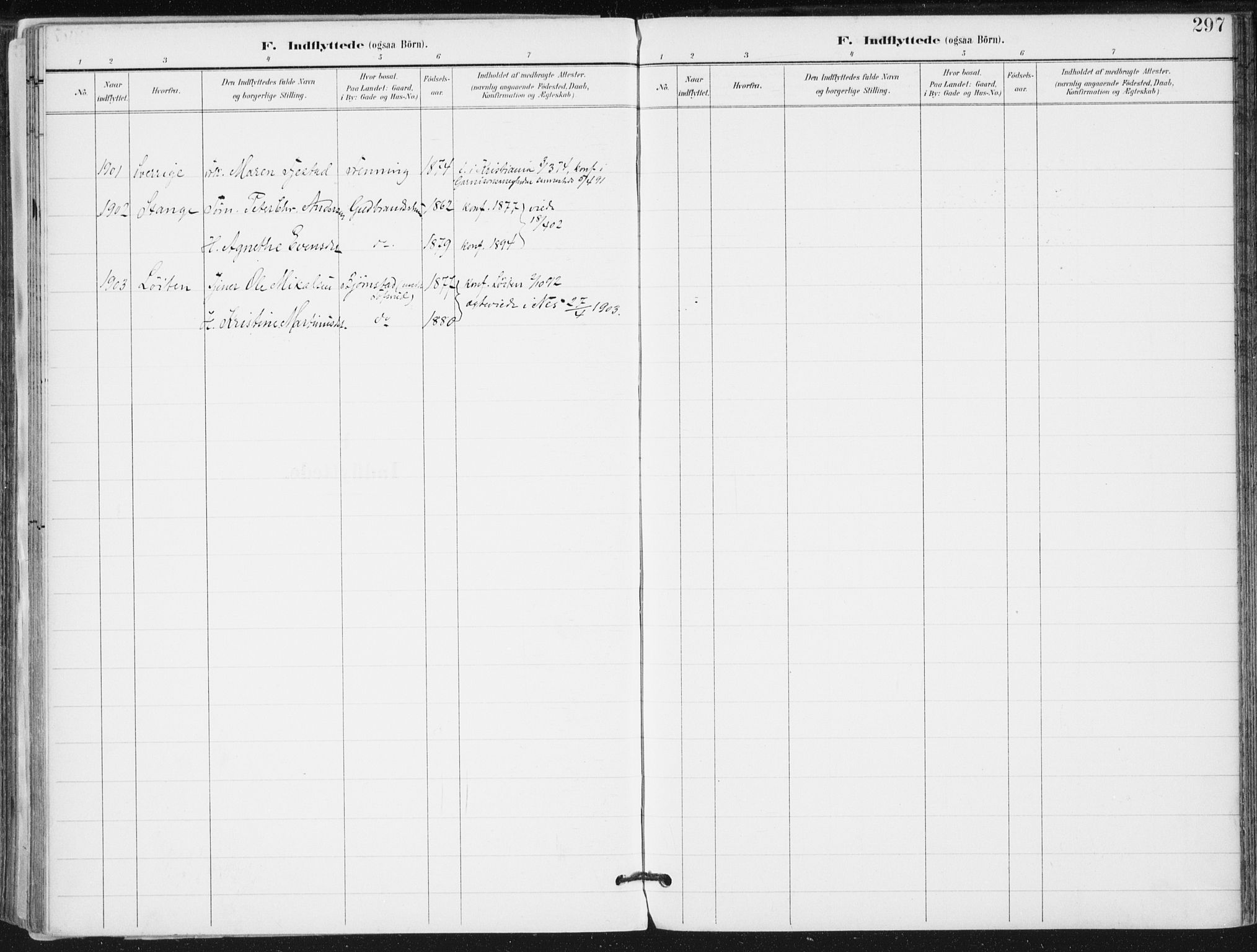 Romedal prestekontor, SAH/PREST-004/K/L0011: Parish register (official) no. 11, 1896-1912, p. 297