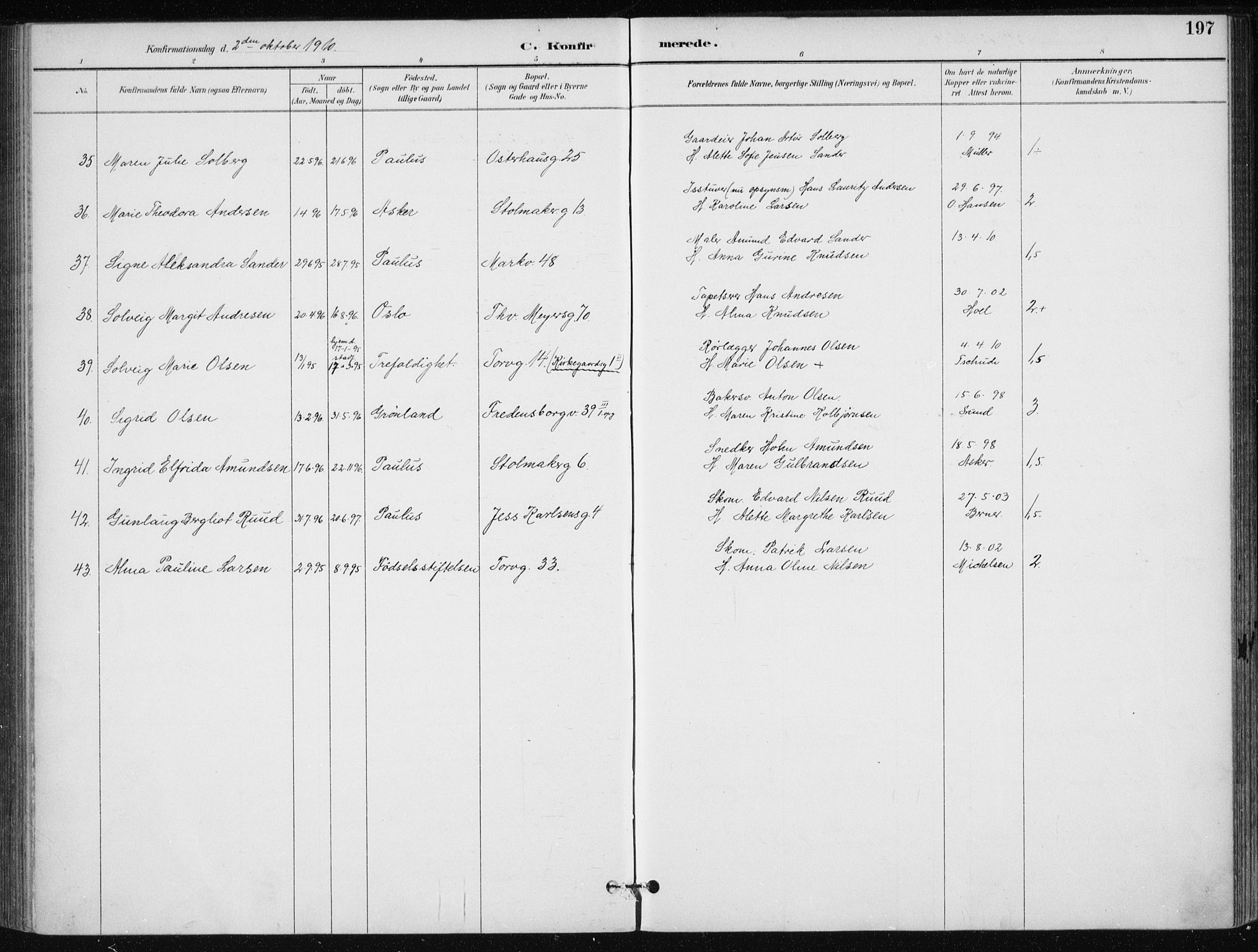 Jakob prestekontor Kirkebøker, AV/SAO-A-10850/F/Fa/L0008: Parish register (official) no. 8, 1892-1924, p. 197
