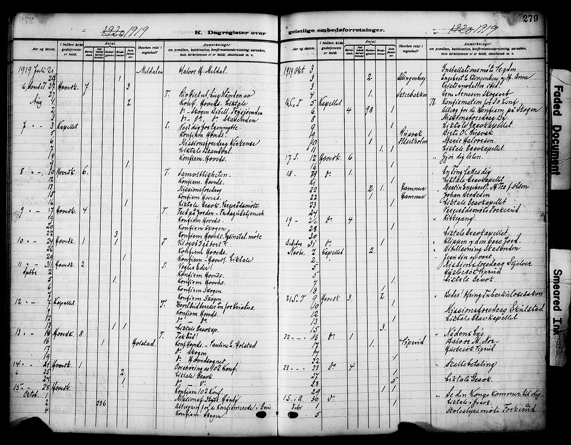 Grue prestekontor, AV/SAH-PREST-036/H/Ha/Haa/L0015: Parish register (official) no. 15, 1911-1922, p. 279