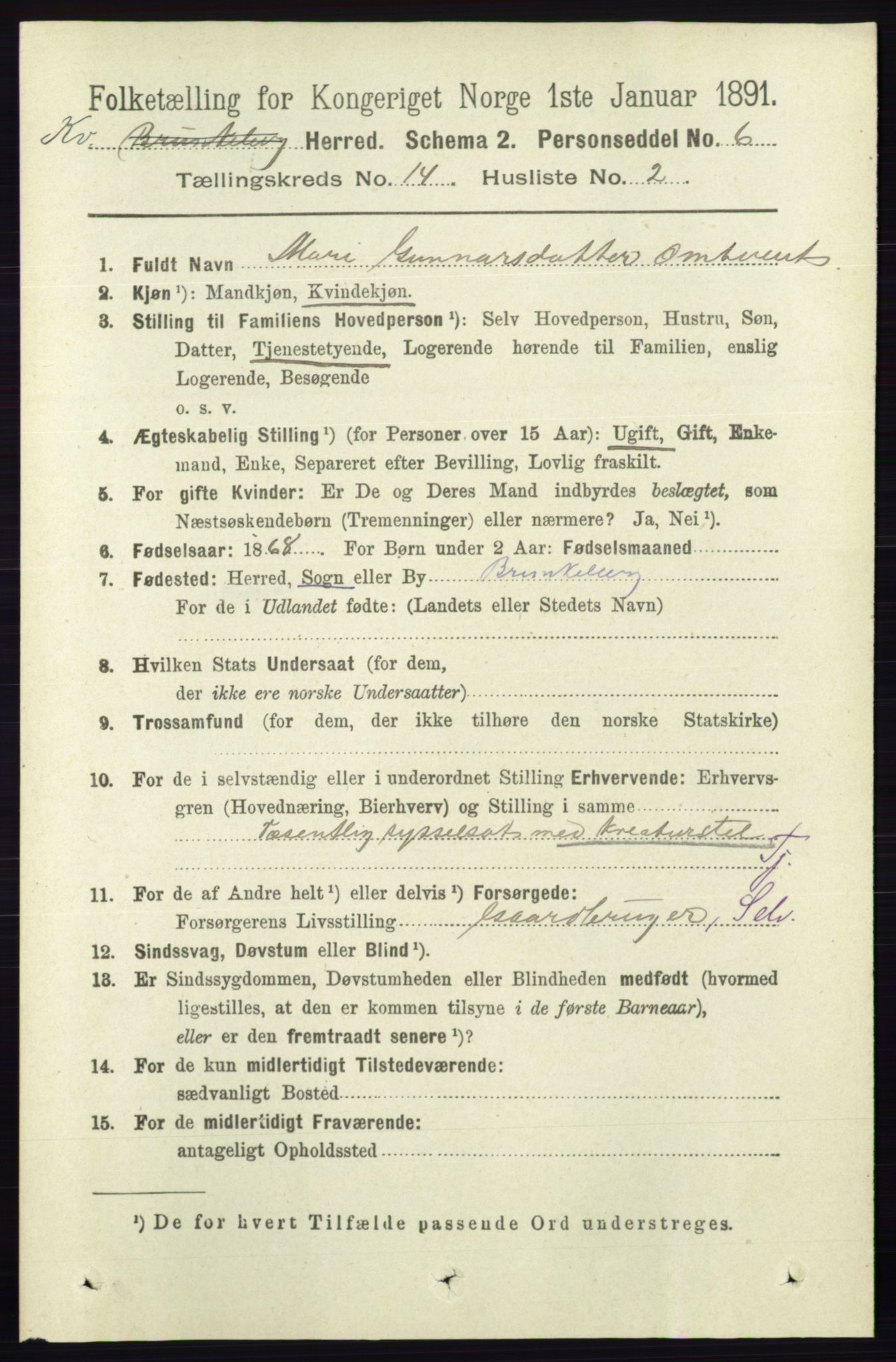 RA, 1891 census for 0829 Kviteseid, 1891, p. 3359