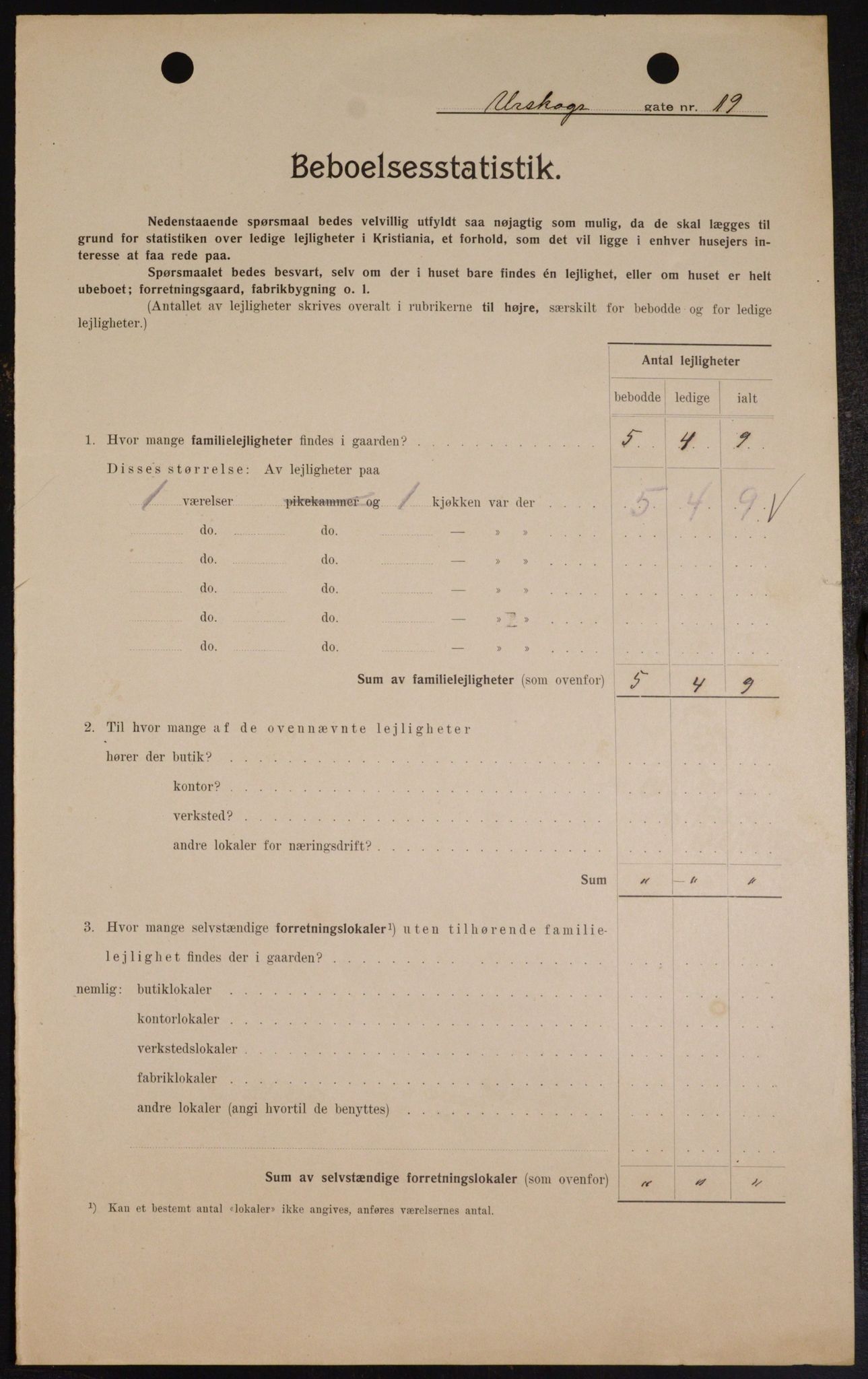 OBA, Municipal Census 1909 for Kristiania, 1909, p. 2453