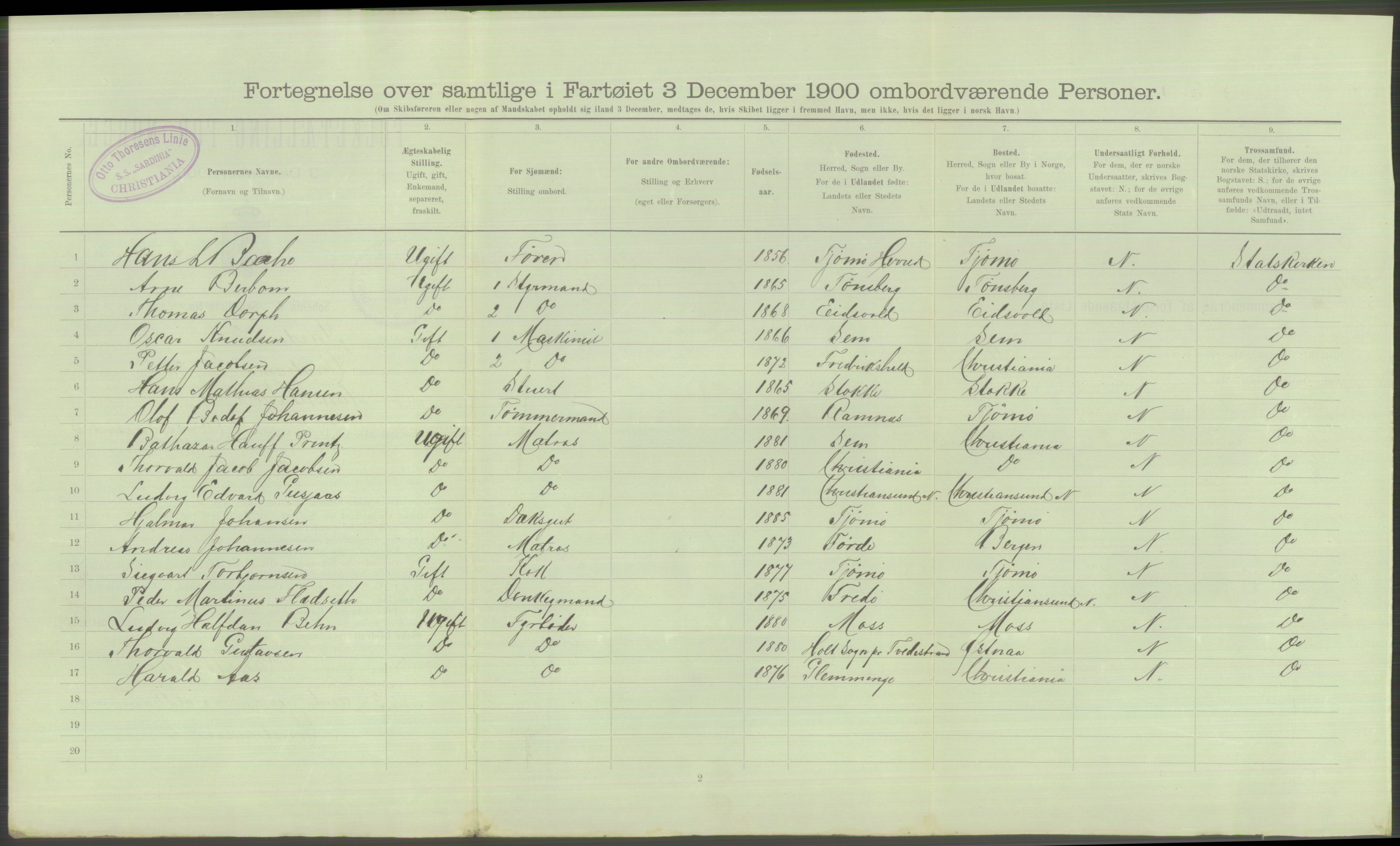 RA, 1900 Census - ship lists from ships in Norwegian harbours, harbours abroad and at sea, 1900, p. 776