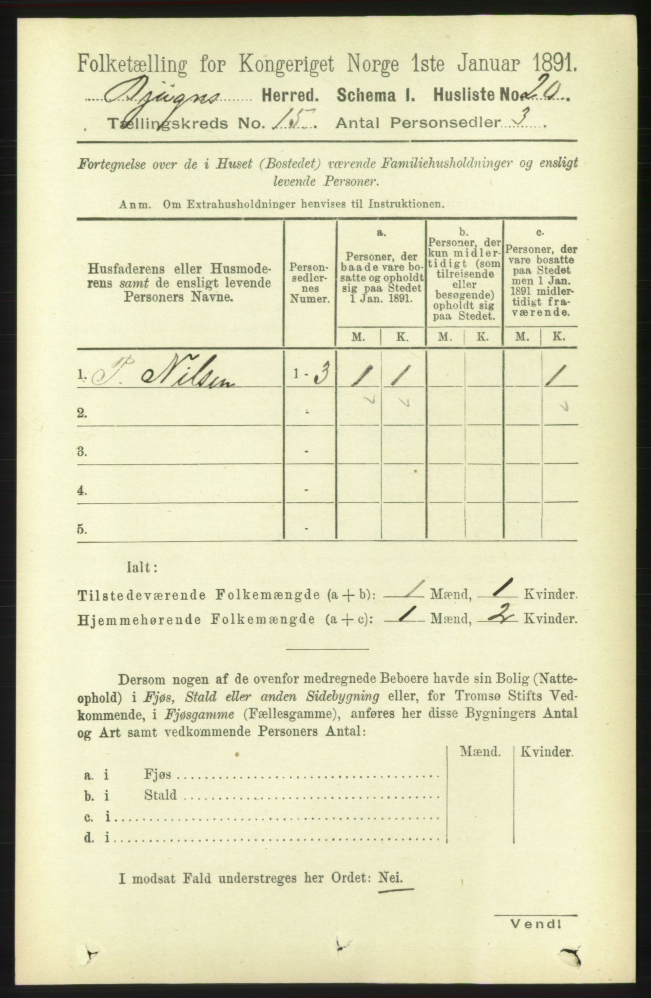 RA, 1891 census for 1627 Bjugn, 1891, p. 4233