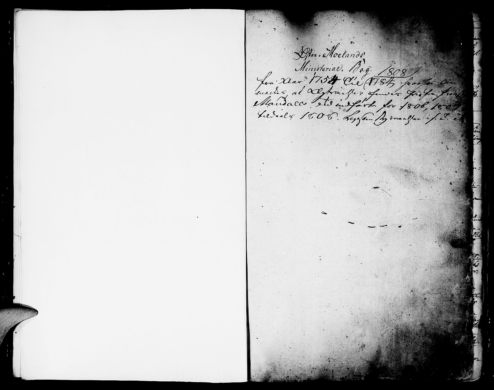 Austre Moland sokneprestkontor, SAK/1111-0001/F/Fa/Faa/L0002: Parish register (official) no. A 2, 1747-1808, p. 0-1