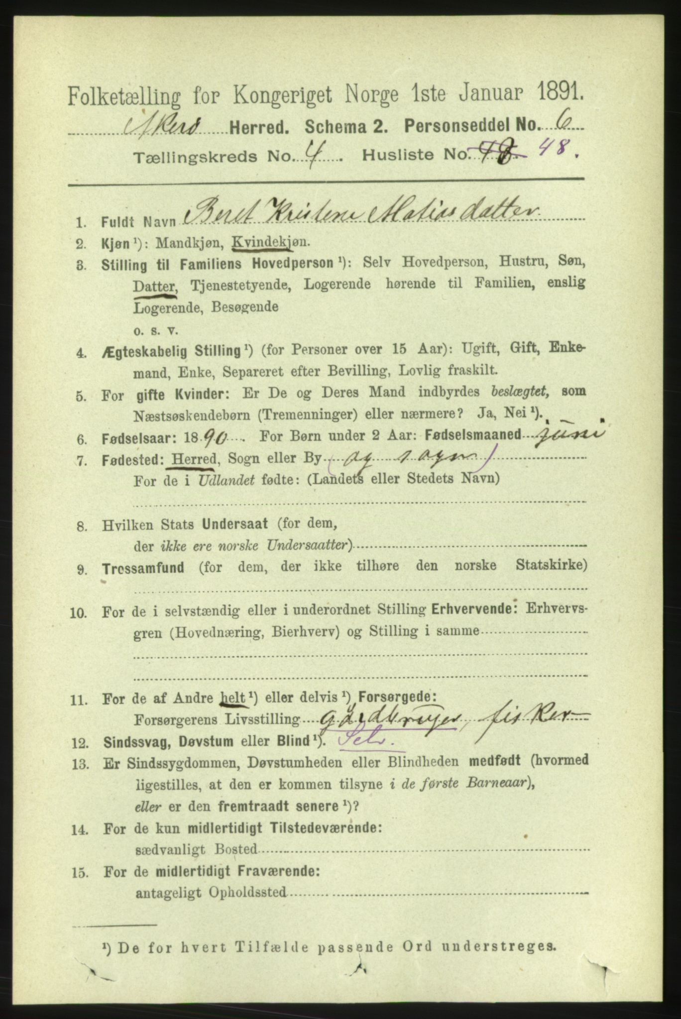 RA, 1891 census for 1545 Aukra, 1891, p. 1929