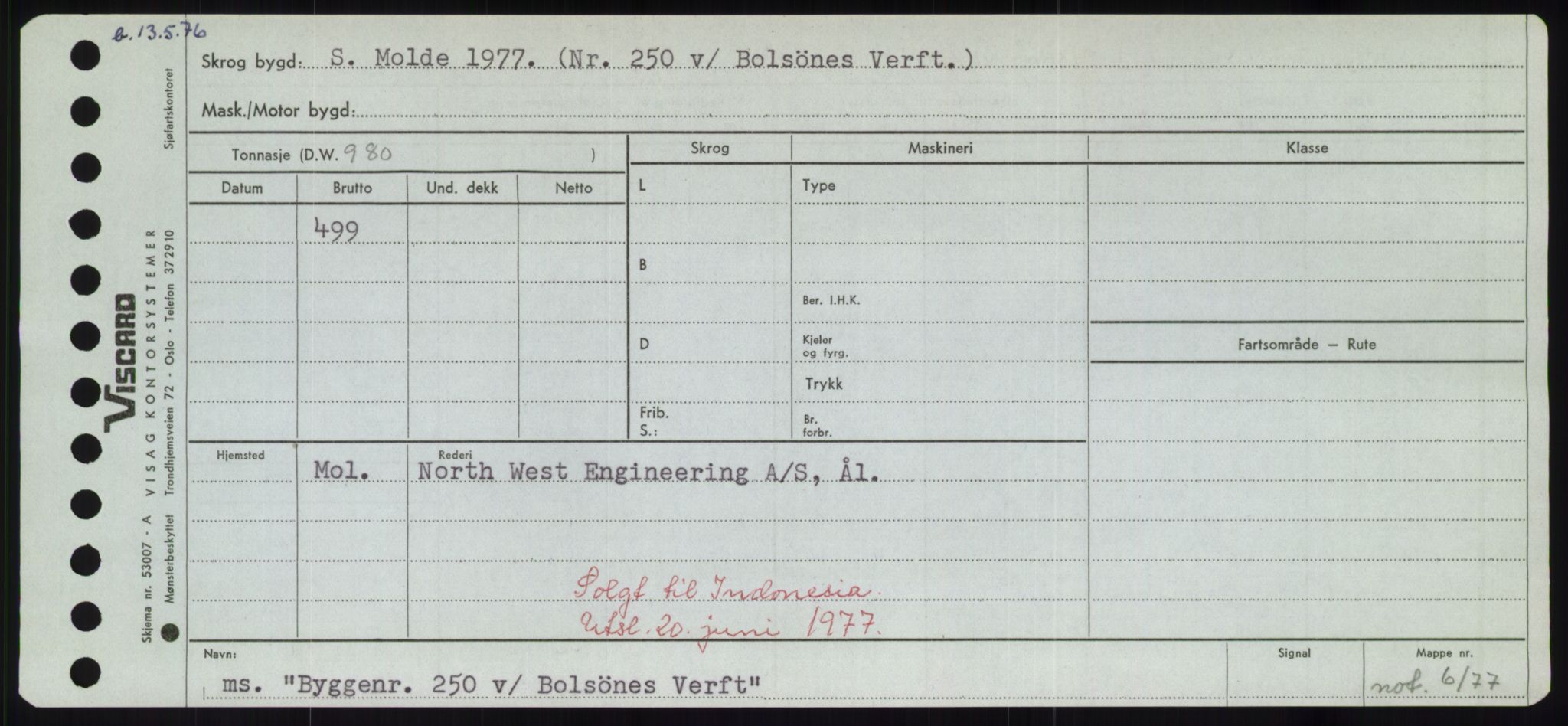 Sjøfartsdirektoratet med forløpere, Skipsmålingen, RA/S-1627/H/Hd/L0006: Fartøy, Byg-Båt, p. 77