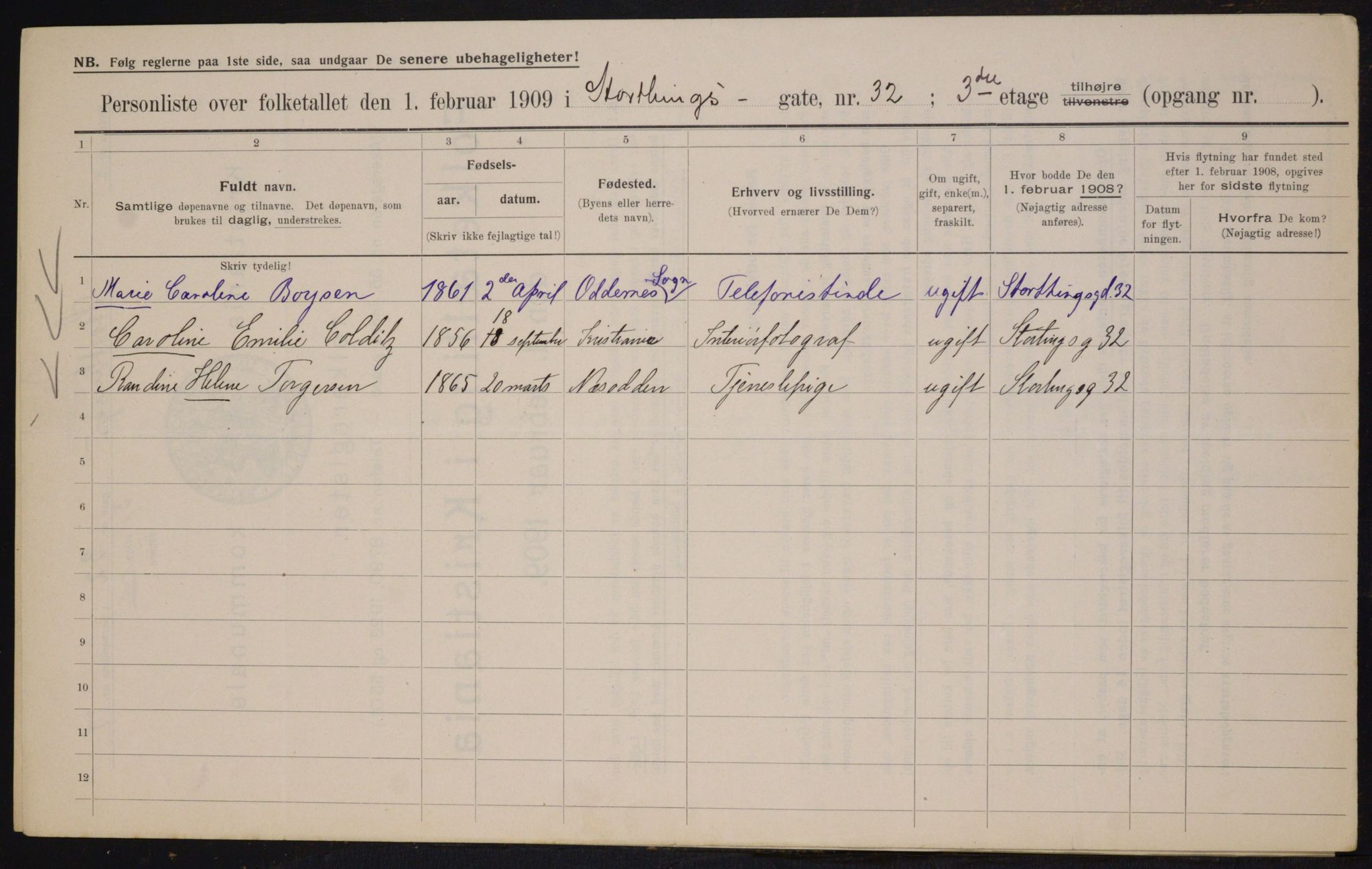 OBA, Municipal Census 1909 for Kristiania, 1909, p. 93677