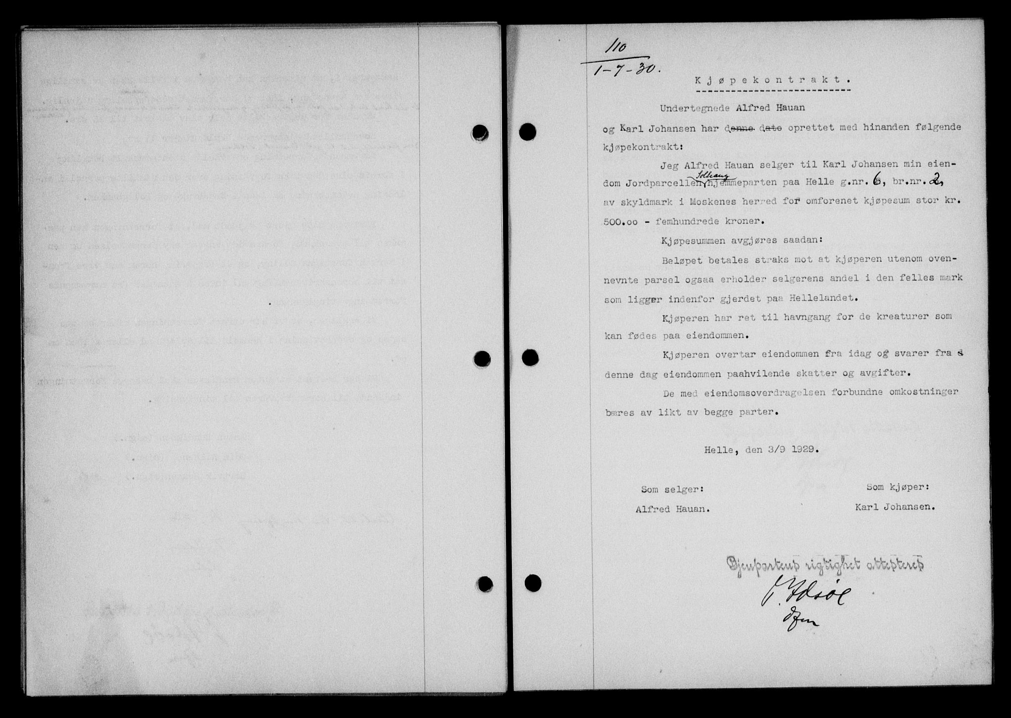 Lofoten sorenskriveri, AV/SAT-A-0017/1/2/2C/L0022b: Mortgage book no. 22b, 1930-1930, Deed date: 01.07.1930