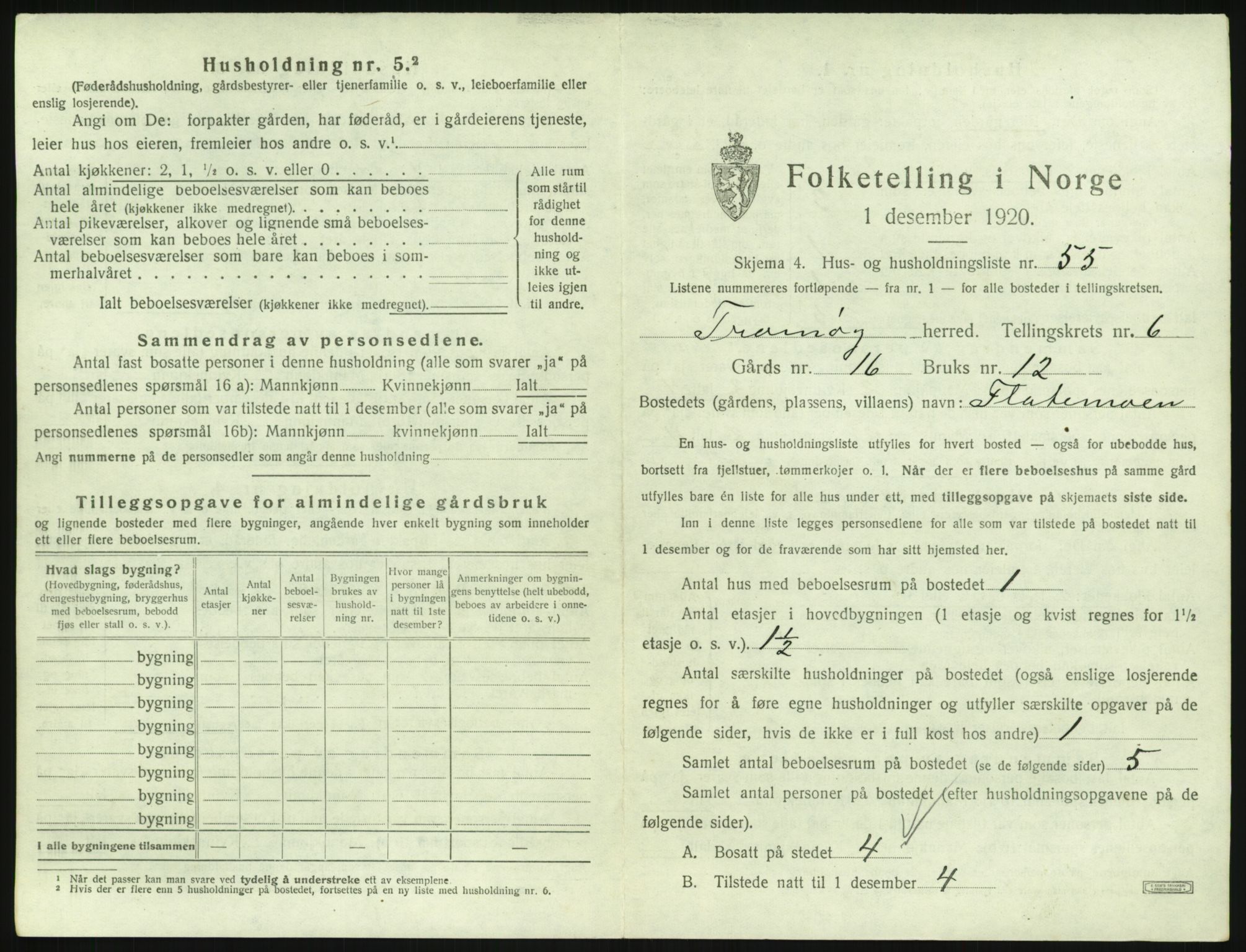 SAK, 1920 census for Tromøy, 1920, p. 773