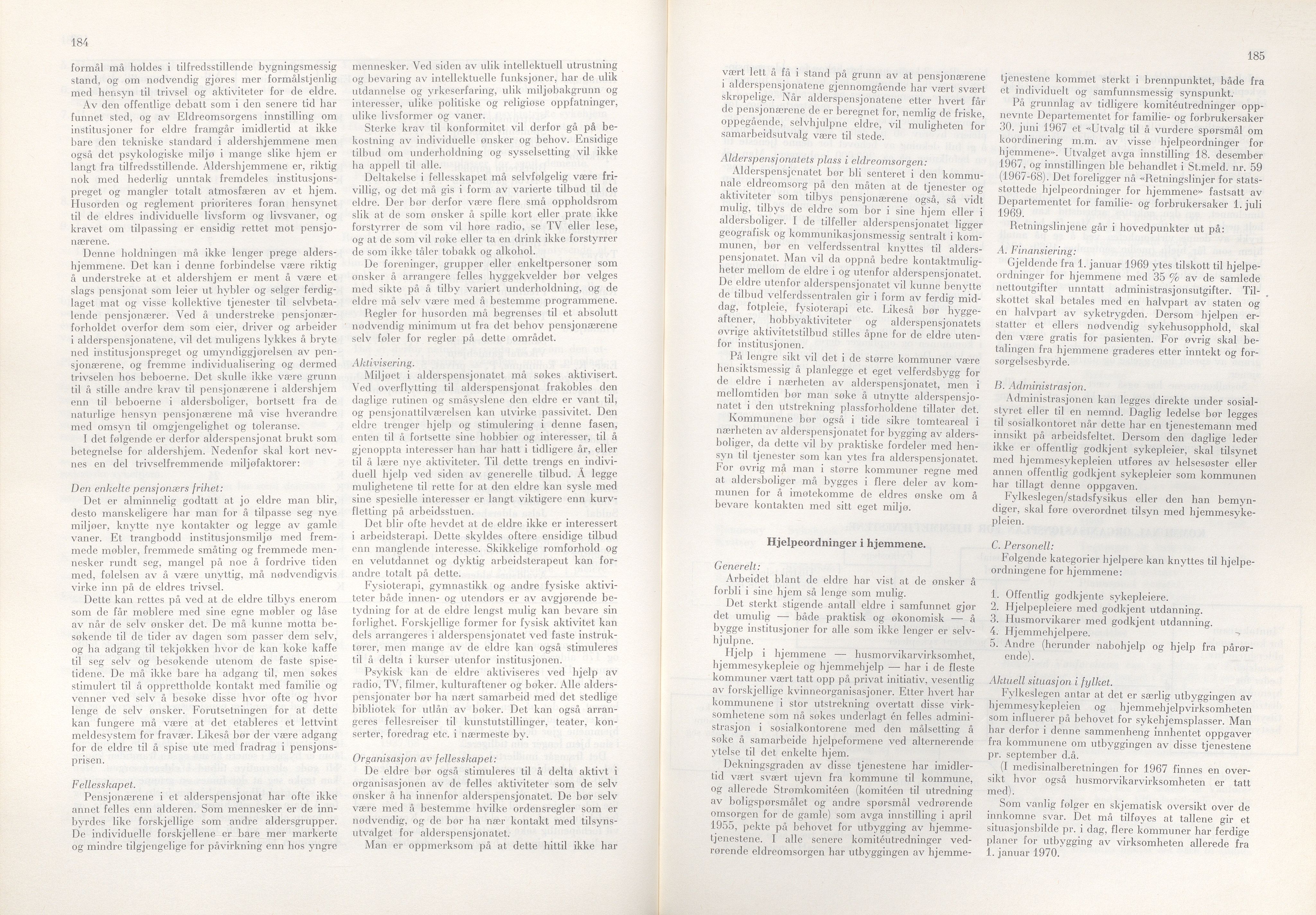 Rogaland fylkeskommune - Fylkesrådmannen , IKAR/A-900/A/Aa/Aaa/L0090: Møtebok , 1970, p. 184-185