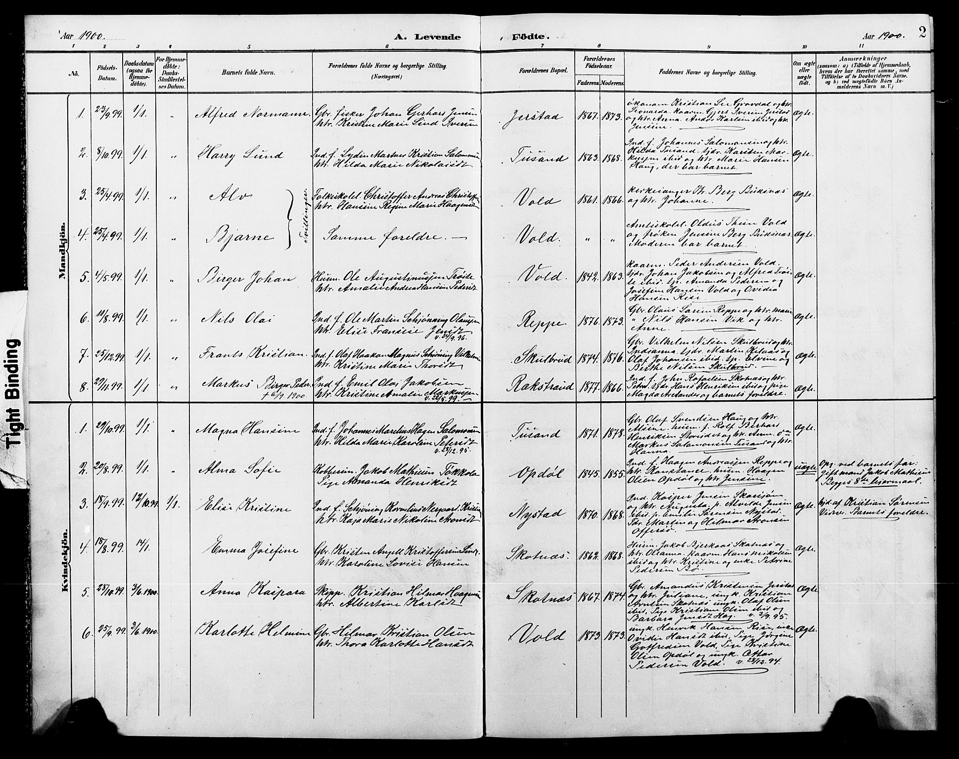 Ministerialprotokoller, klokkerbøker og fødselsregistre - Nordland, SAT/A-1459/881/L1168: Parish register (copy) no. 881C05, 1900-1911, p. 2