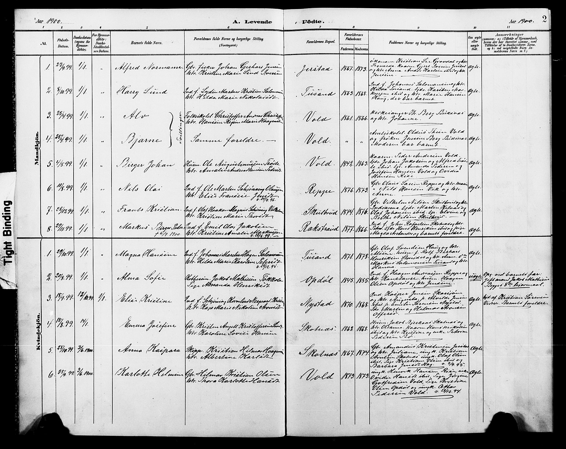 Ministerialprotokoller, klokkerbøker og fødselsregistre - Nordland, AV/SAT-A-1459/881/L1168: Parish register (copy) no. 881C05, 1900-1911, p. 2