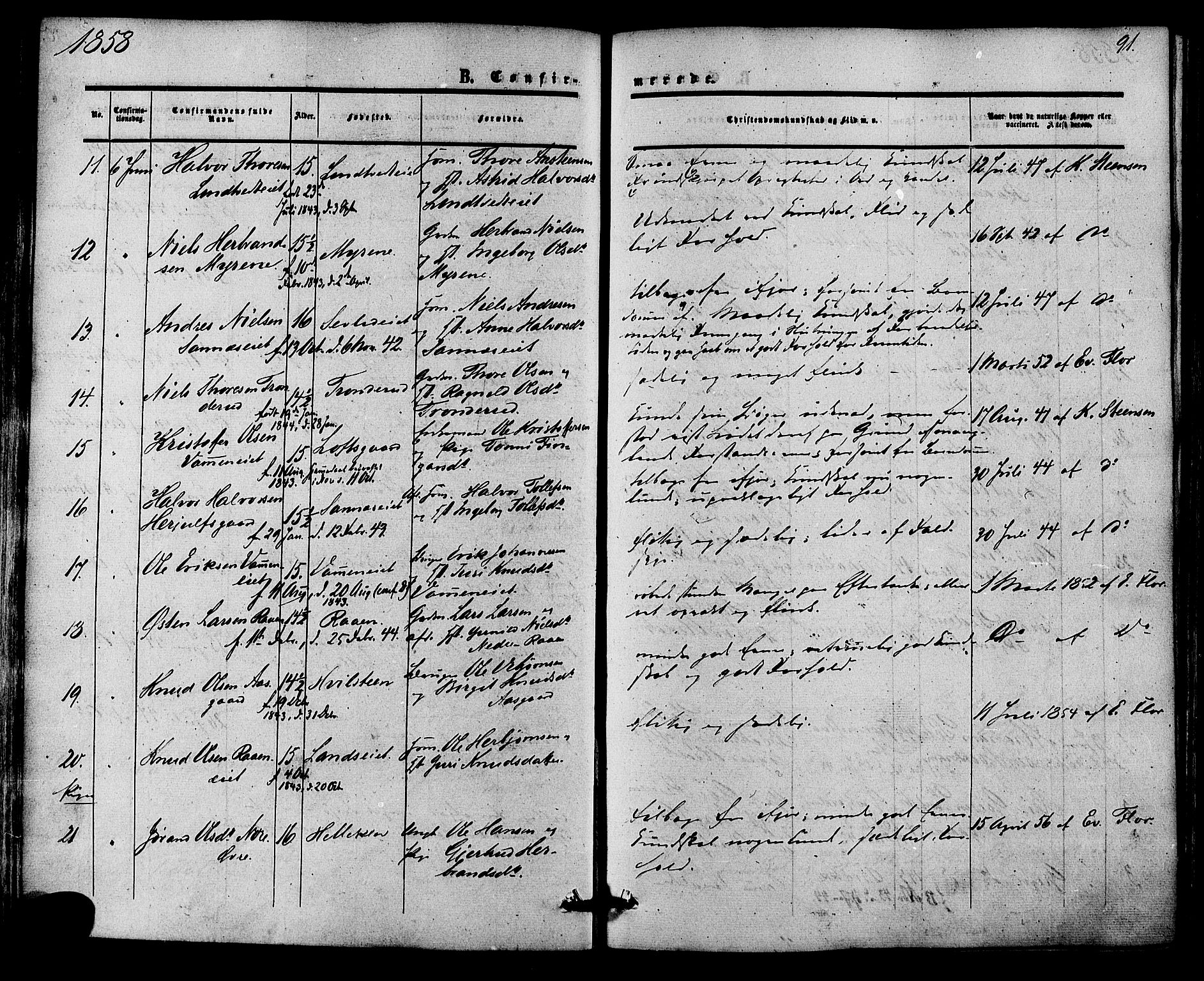 Nore kirkebøker, SAKO/A-238/F/Fa/L0003: Parish register (official) no. I 3, 1858-1866, p. 91