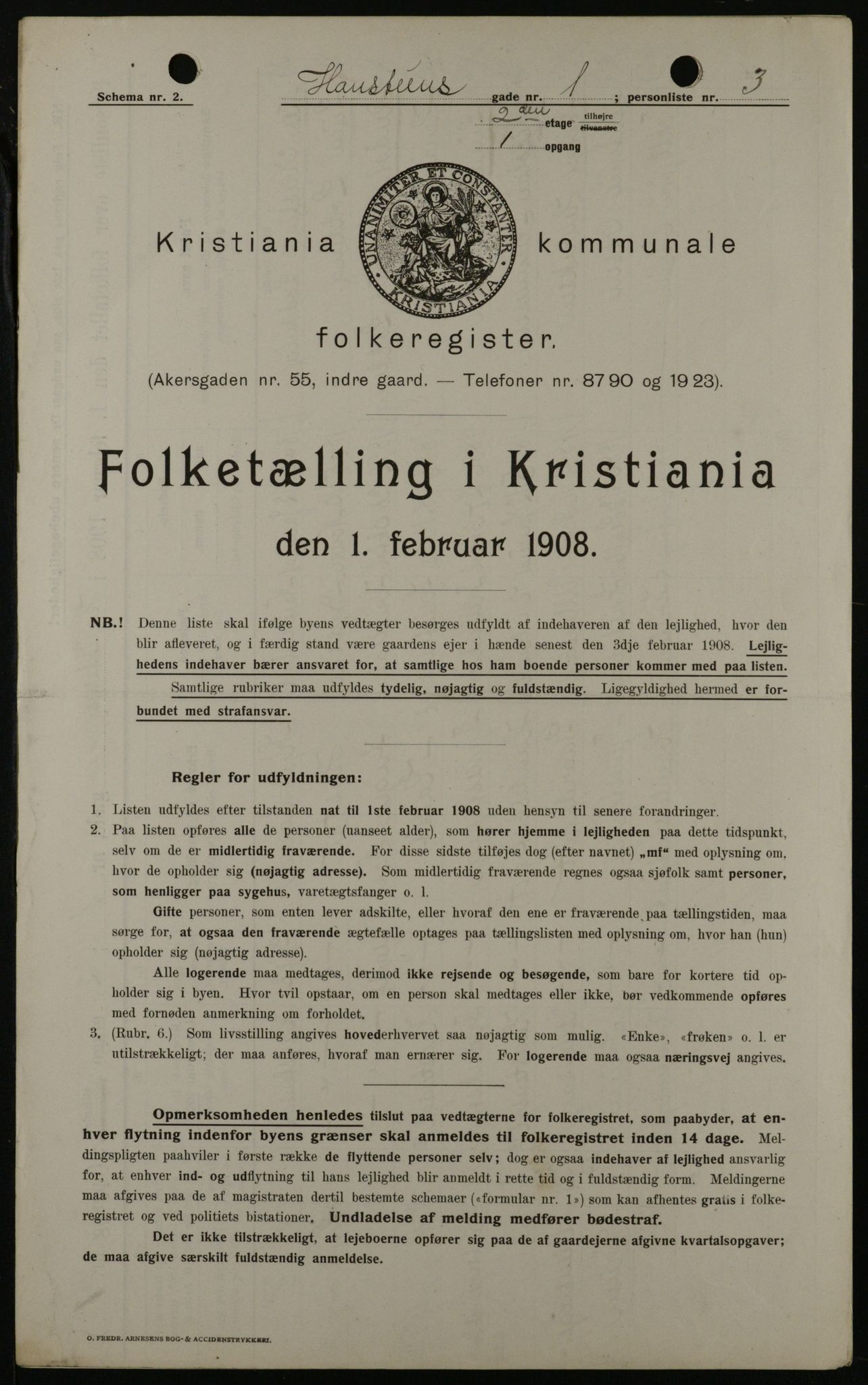 OBA, Municipal Census 1908 for Kristiania, 1908, p. 31326