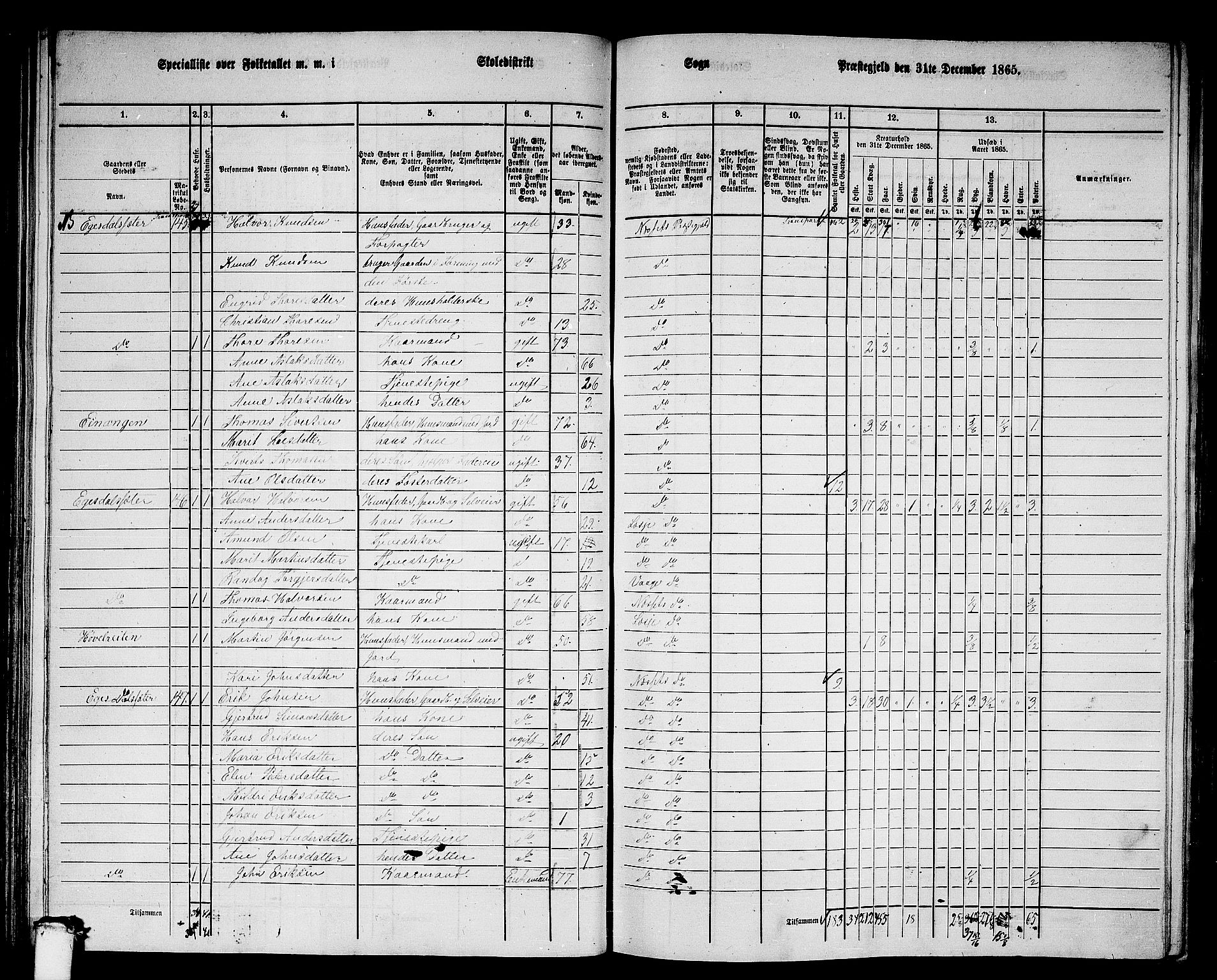 RA, 1865 census for Nesset, 1865, p. 102