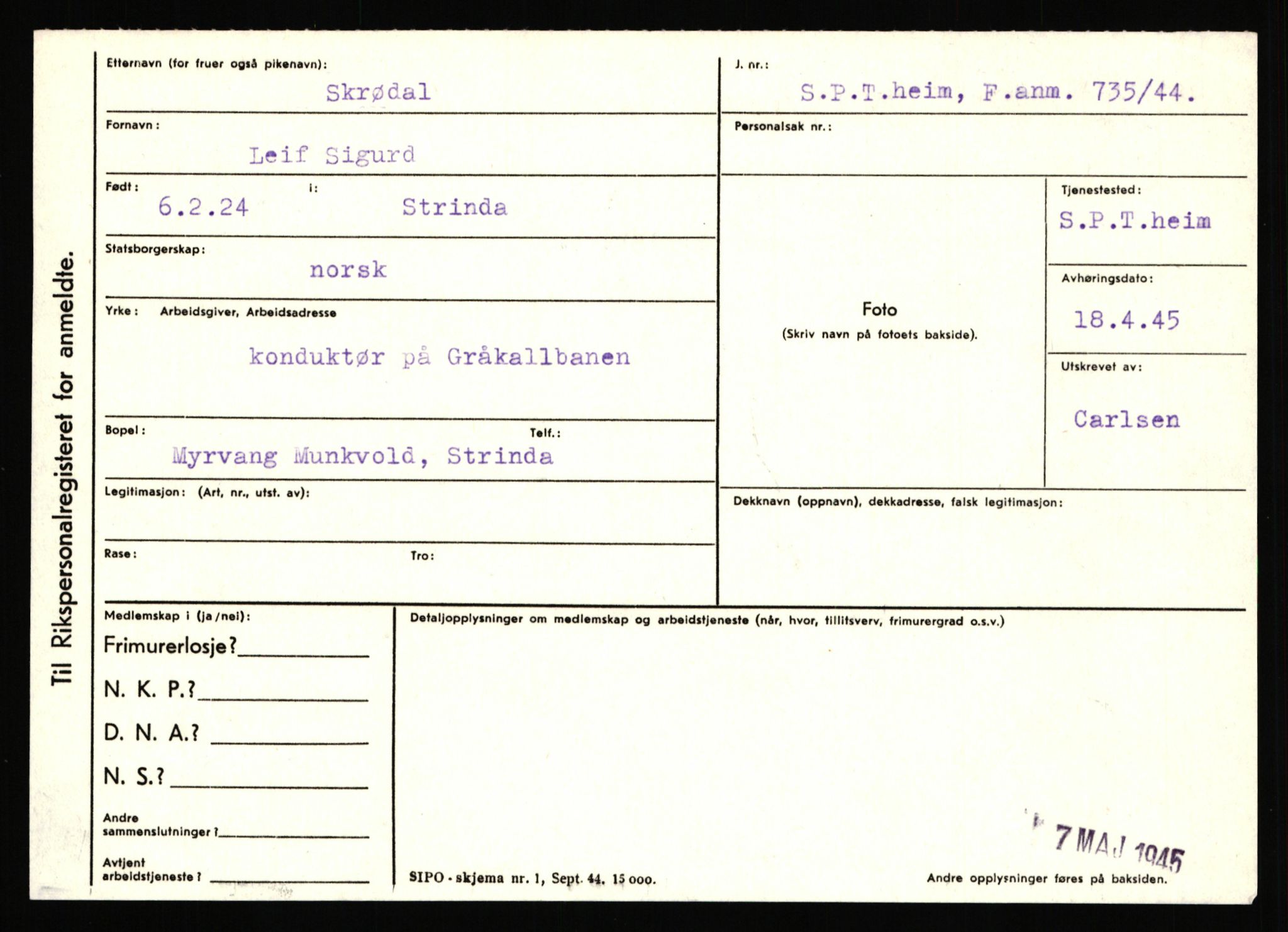 Statspolitiet - Hovedkontoret / Osloavdelingen, AV/RA-S-1329/C/Ca/L0014: Seterlien - Svartås, 1943-1945, p. 1513